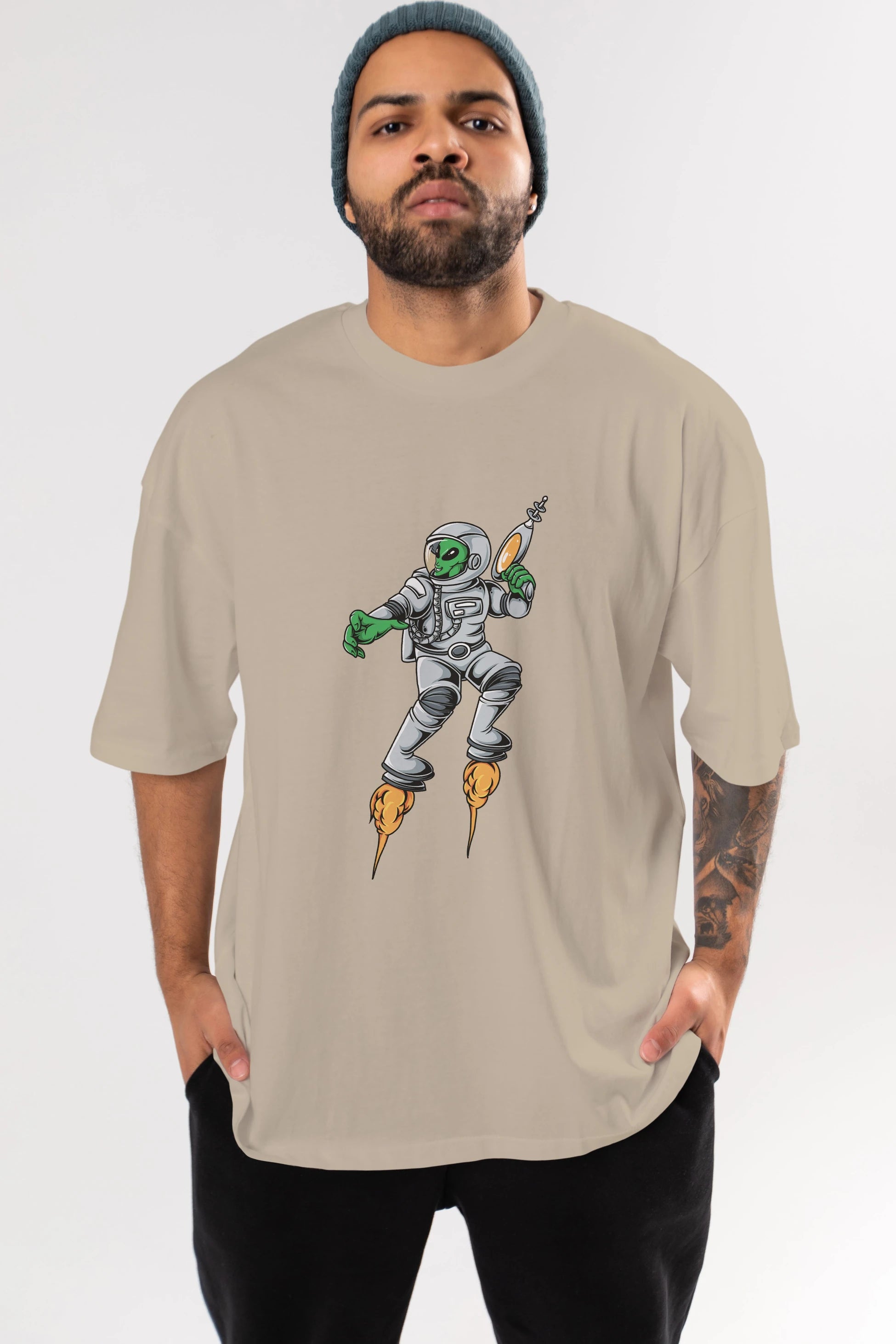 Alien Wars Ön Baskılı Oversize t-shirt Erkek Kadın Unisex