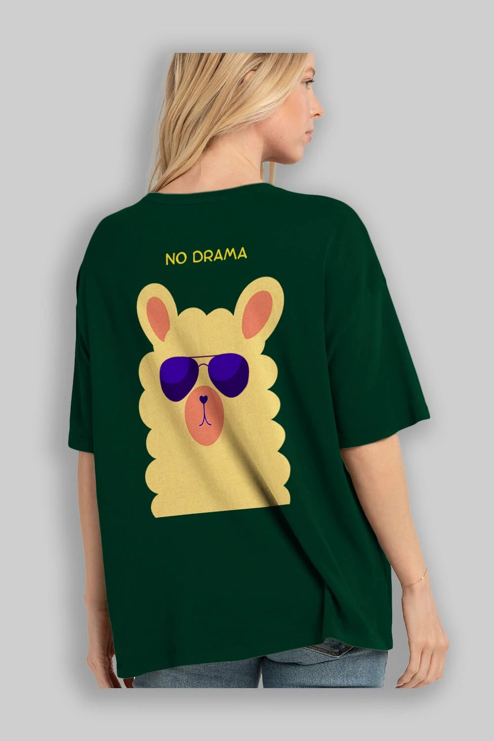 No Drama Yazılı Lama Arka Baskılı Oversize t-shirt Erkek Kadın Unisex