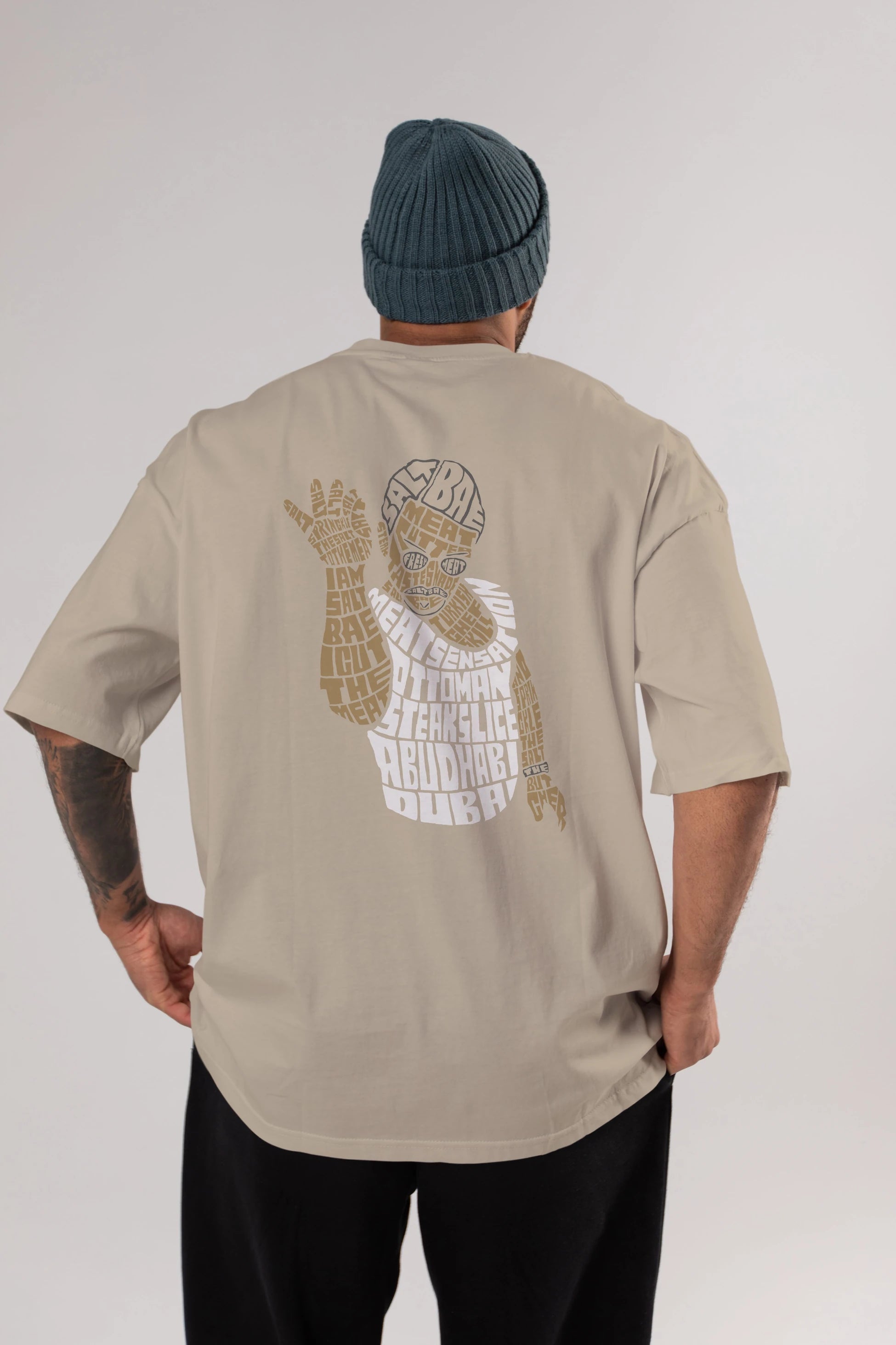 Salt Bae Arka Baskılı Oversize t-shirt %100 pamuk Erkek Kadın Unisex