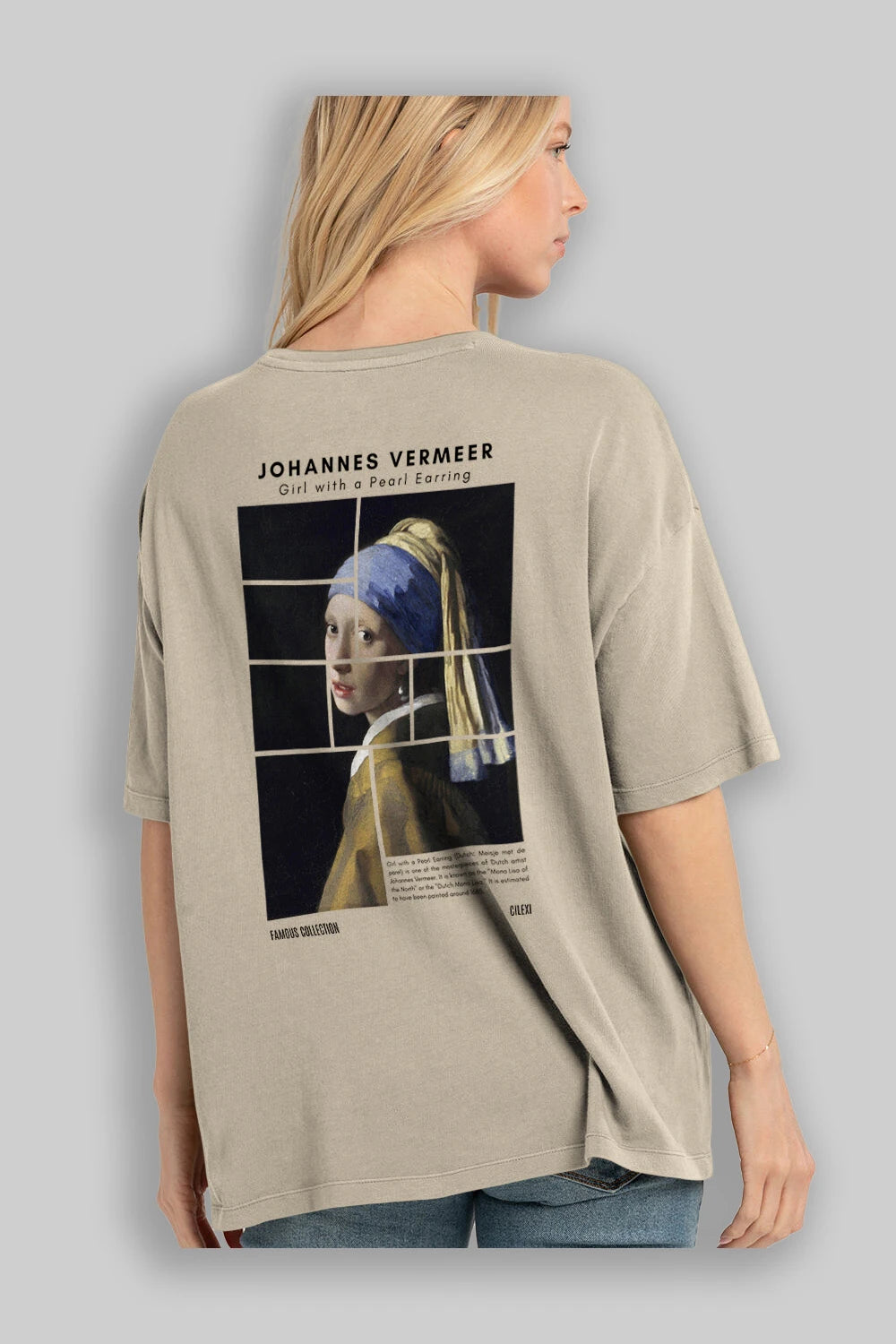 Johannes Vermeer Arka Baskılı Oversize t-shirt Erkek Kadın Bisiklet Yaka Pamuk tişort