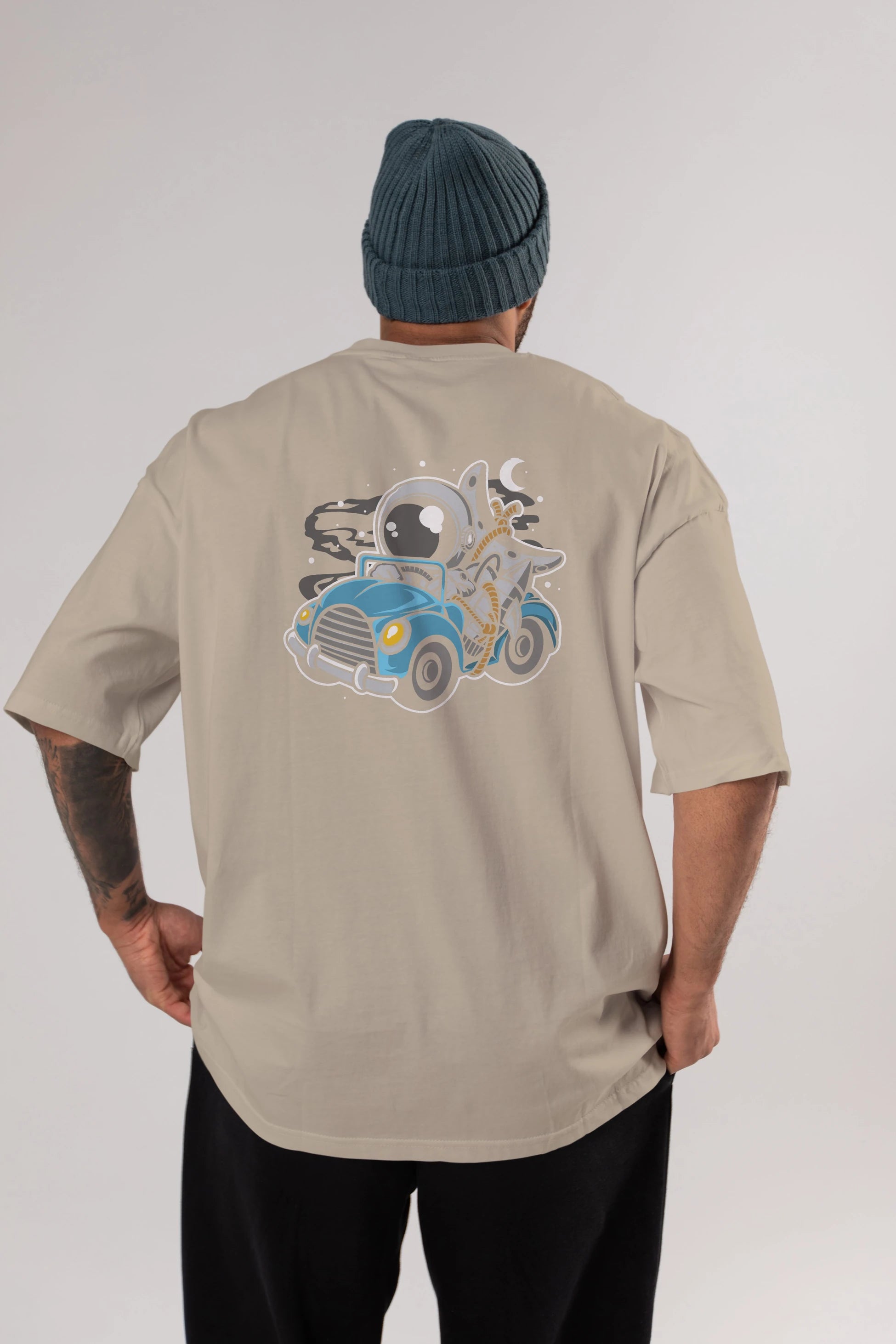 Astronaut Journey Arka Baskılı Oversize t-shirt Erkek Kadın Unisex