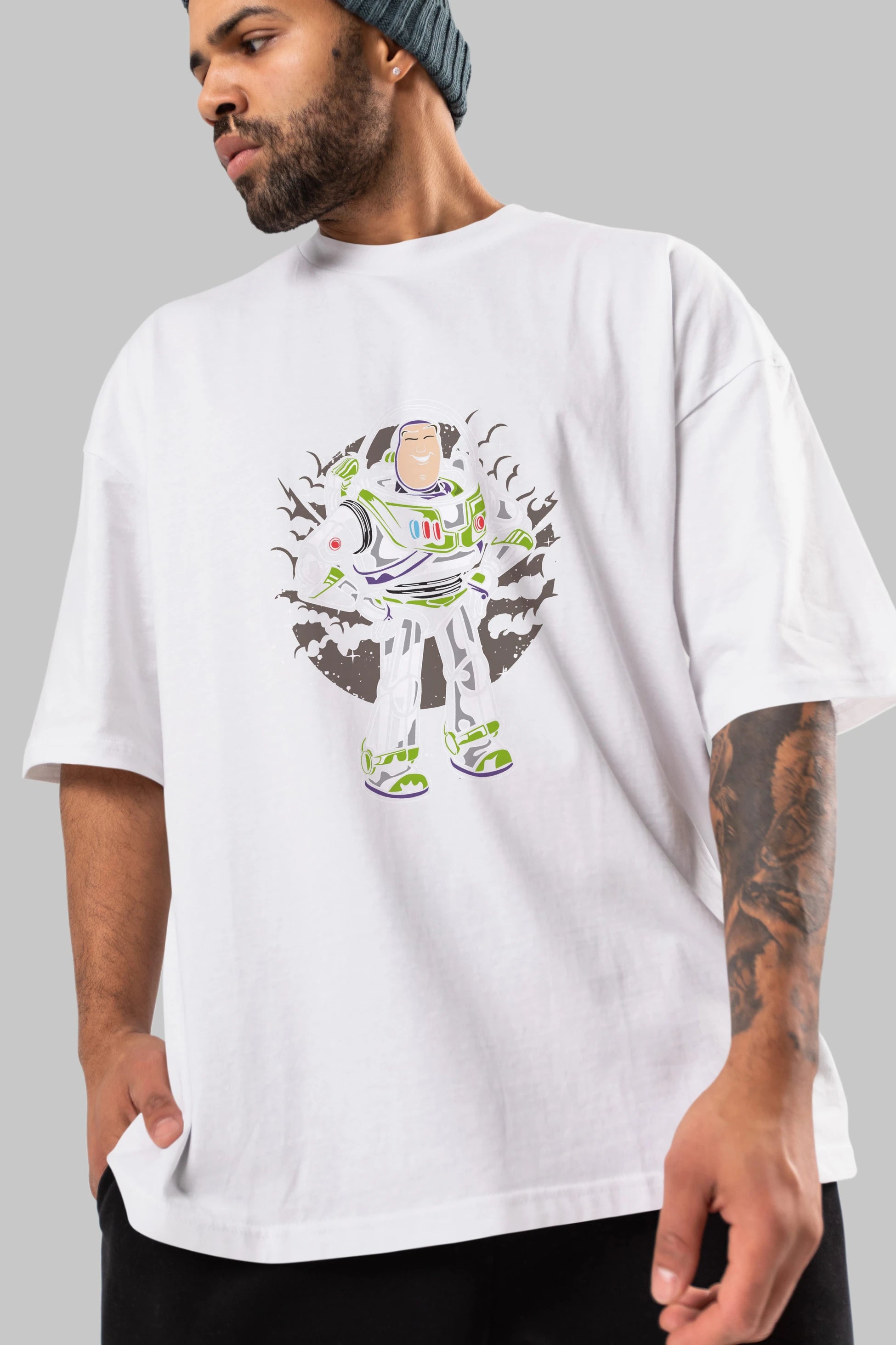 Buzz Ön Baskılı Oversize t-shirt Erkek Kadın Unisex %100 Pamuk tişort
