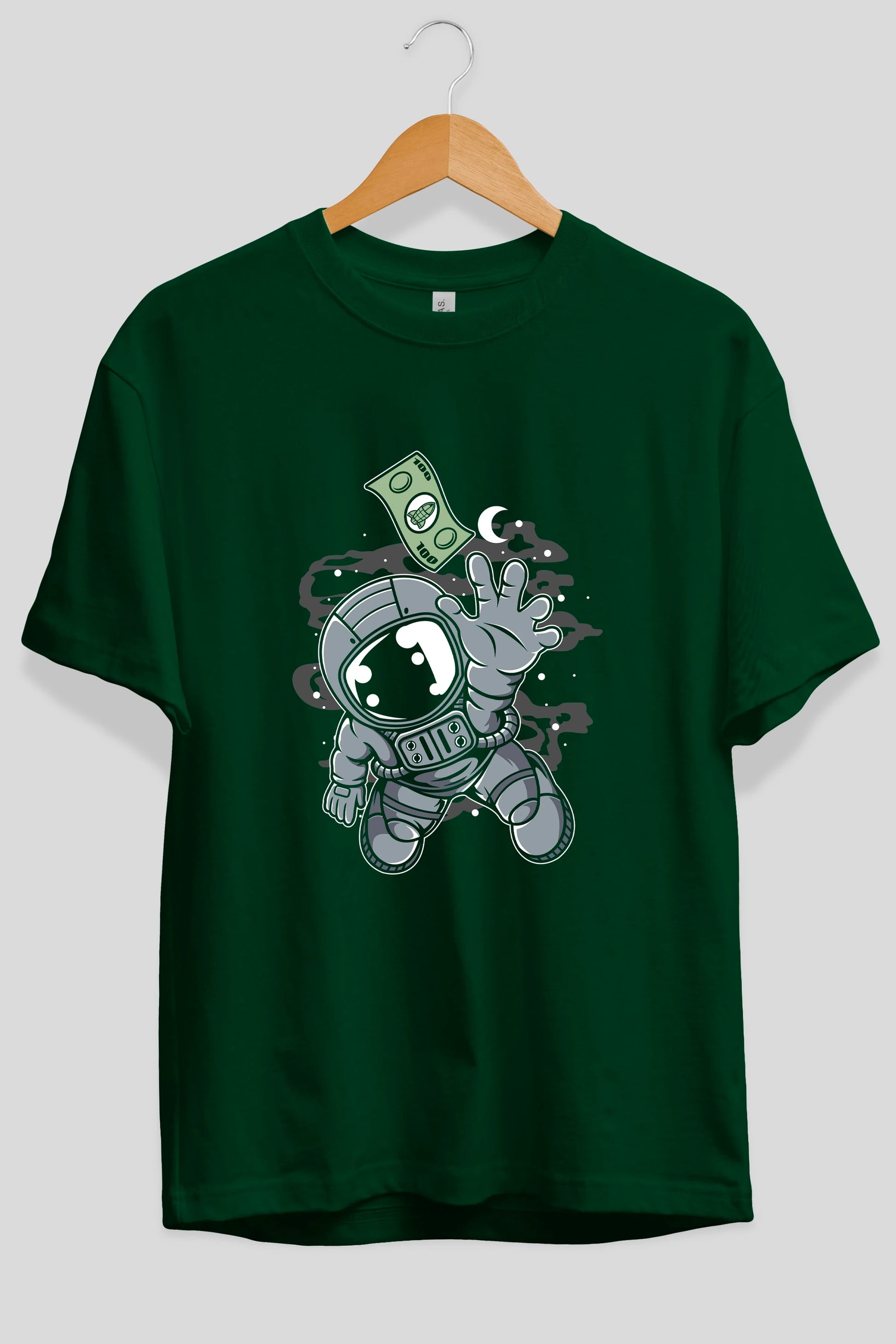 Astronaut Dollar Ön Baskılı Oversize t-shirt Erkek Kadın Unisex