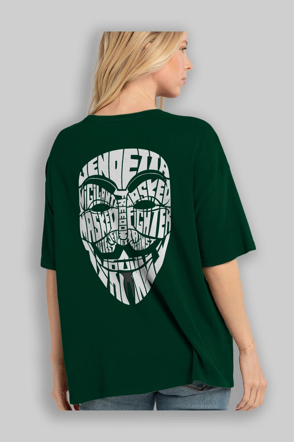 Vendetta Arka Baskılı Oversize t-shirt %100 pamuk Erkek Kadın Unisex
