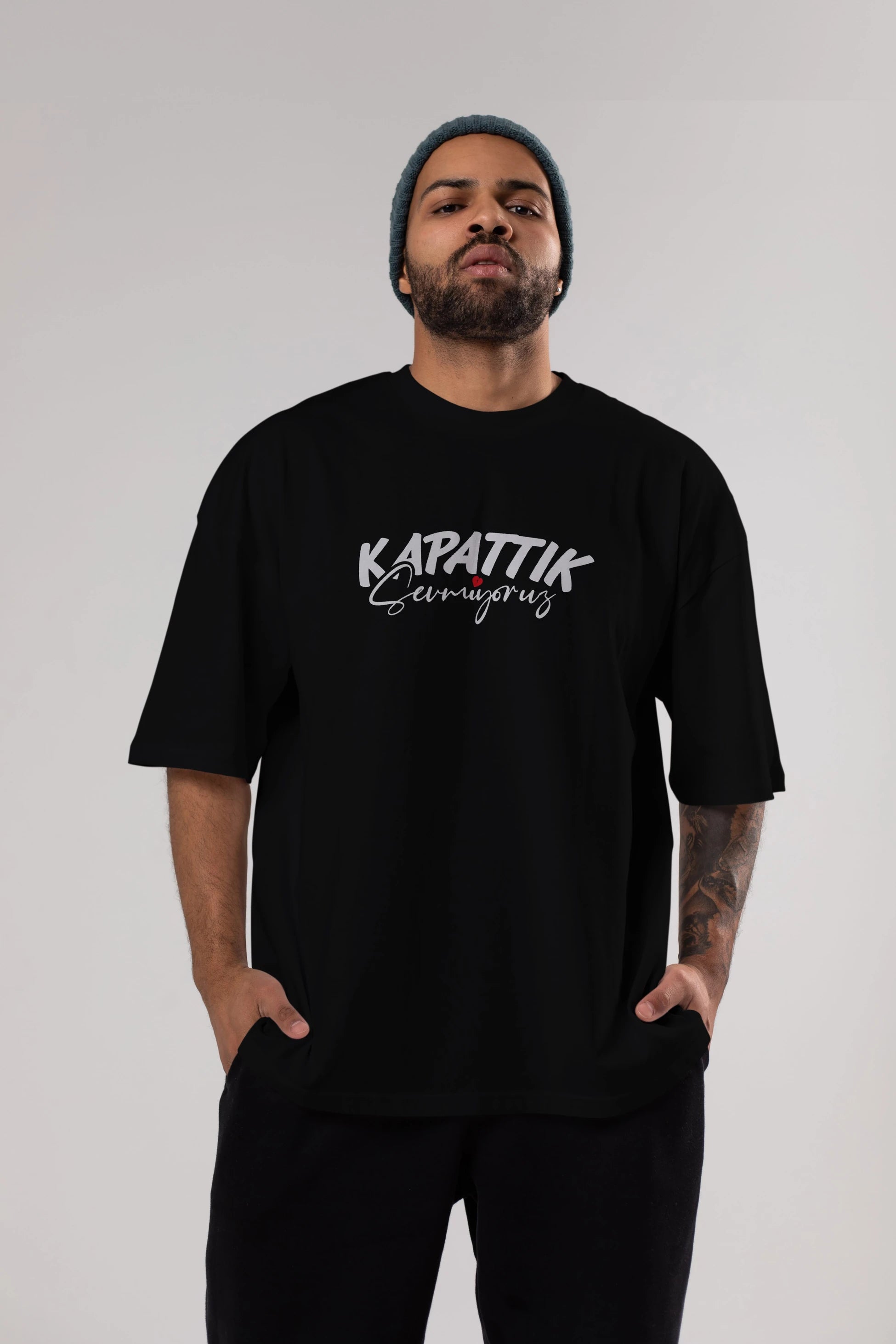 Kapattık Sevmiyoruz Ön Baskılı Oversize t-shirt %100 pamuk Erkek Kadın Unisex