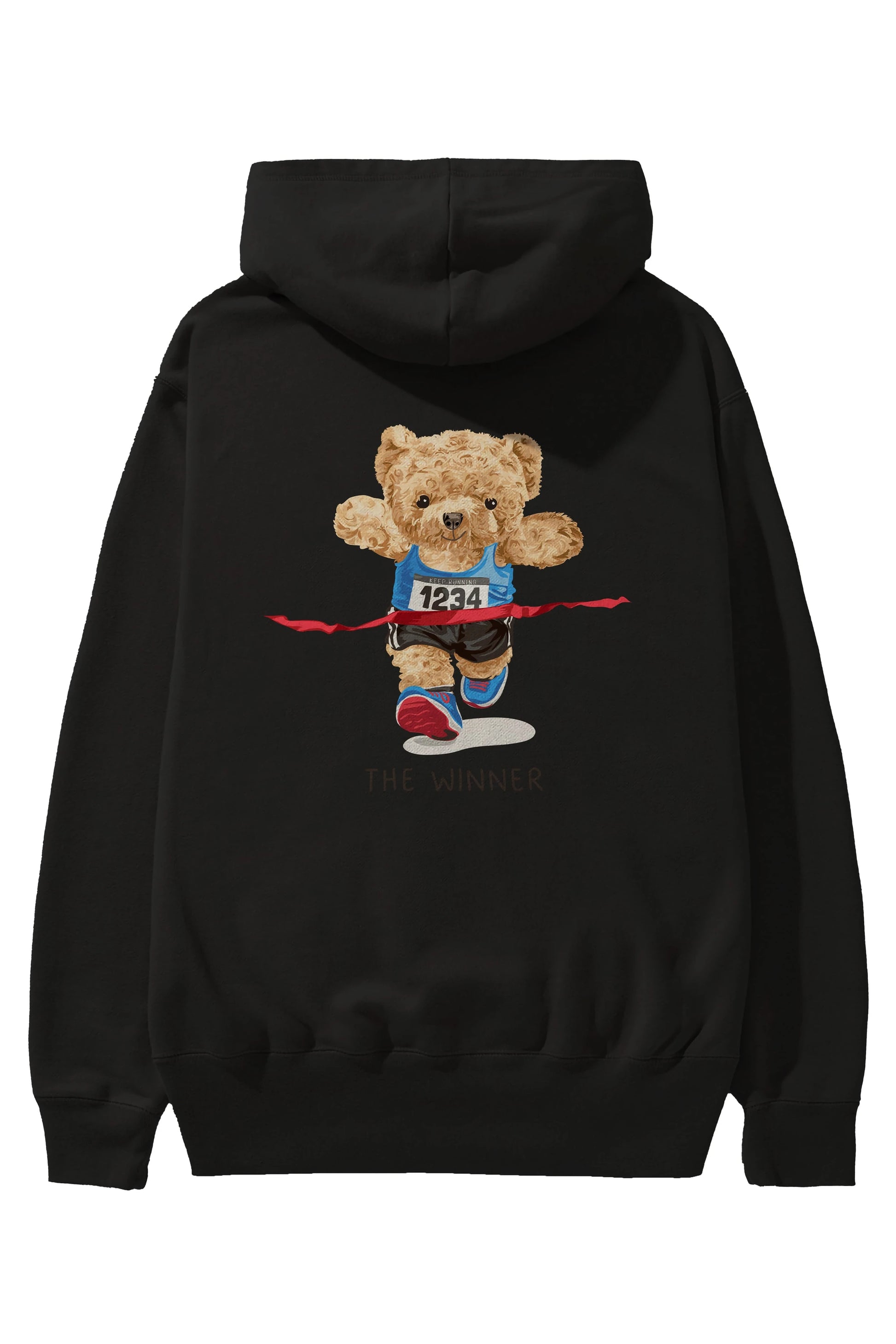 Teddy Bear The Winner Arka Baskılı Hoodie Oversize Kapüşonlu Sweatshirt Erkek Kadın Unisex