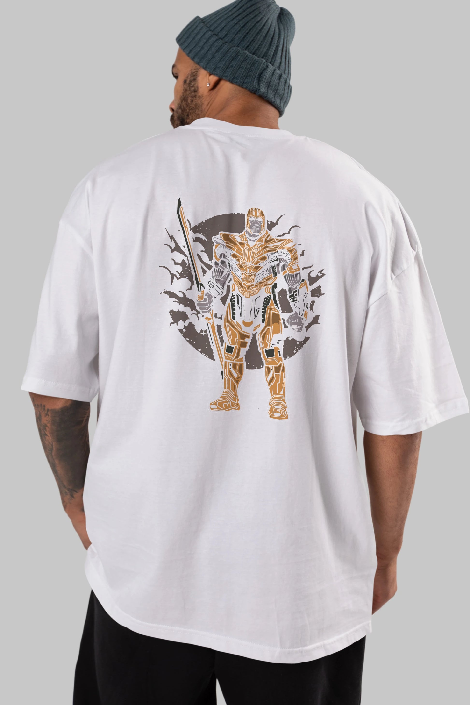 Thanos Arka Baskılı Oversize t-shirt Erkek Kadın Unisex %100 Pamuk