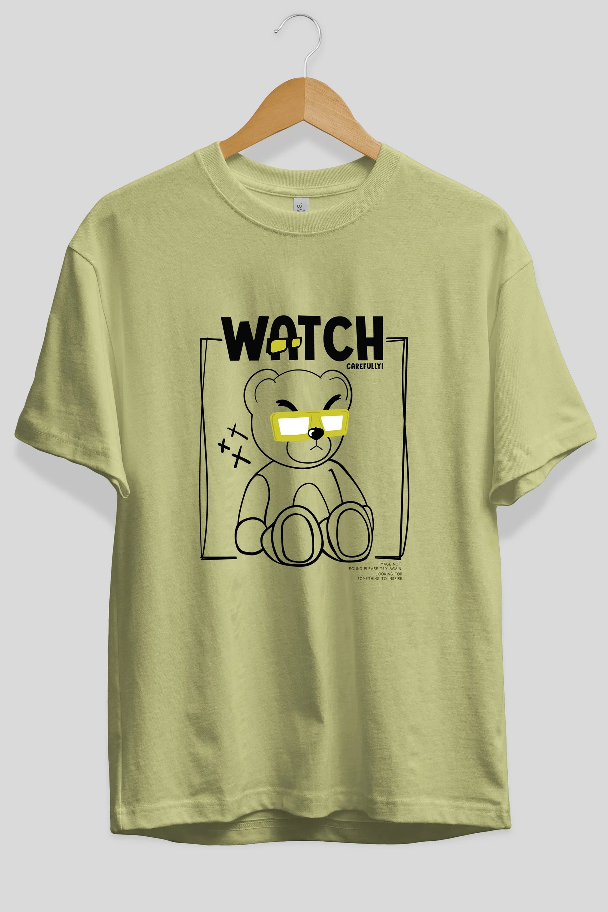 Watch Carefully Bear Ön Baskılı Oversize t-shirt Erkek Kadın Unisex