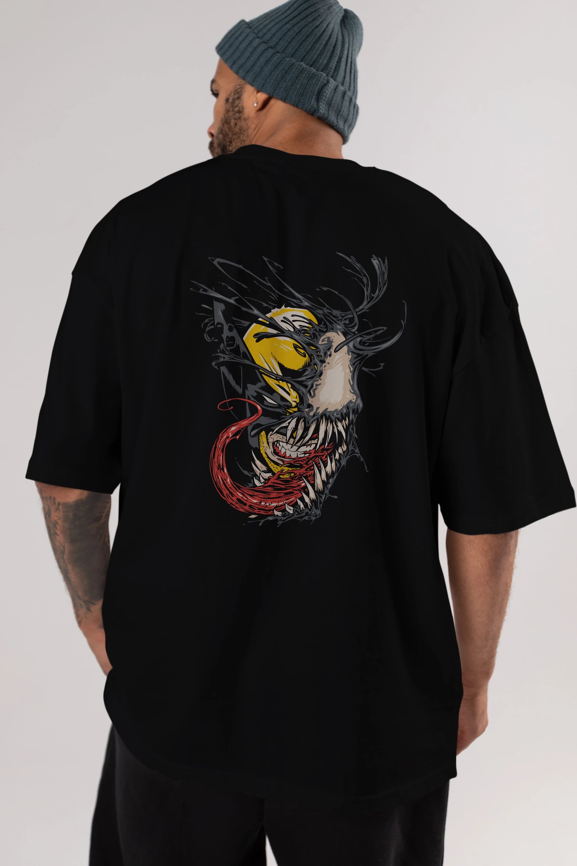 Venom (4) Arka Baskılı Oversize t-shirt Erkek Kadın Unisex %100 Pamuk Bisiklet Yaka tişort