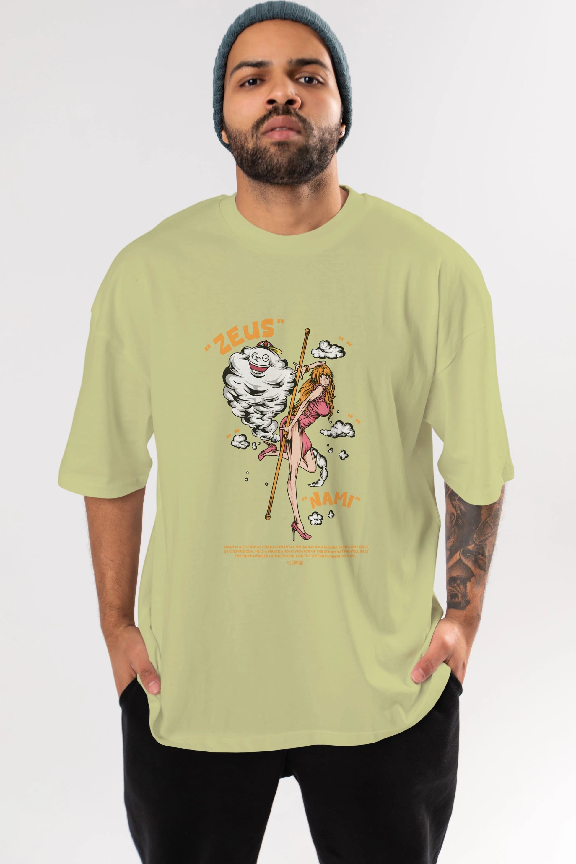 Zeus Nami Anime Ön Baskılı Oversize t-shirt %100 pamuk Erkek Kadın Unisex