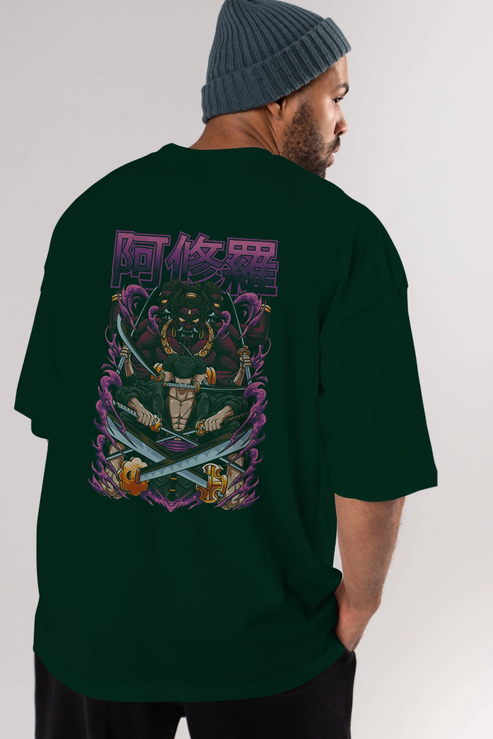 Roronoa Zoro 1 Anime Arka Baskılı Oversize t-shirt Erkek Kadın Unisex