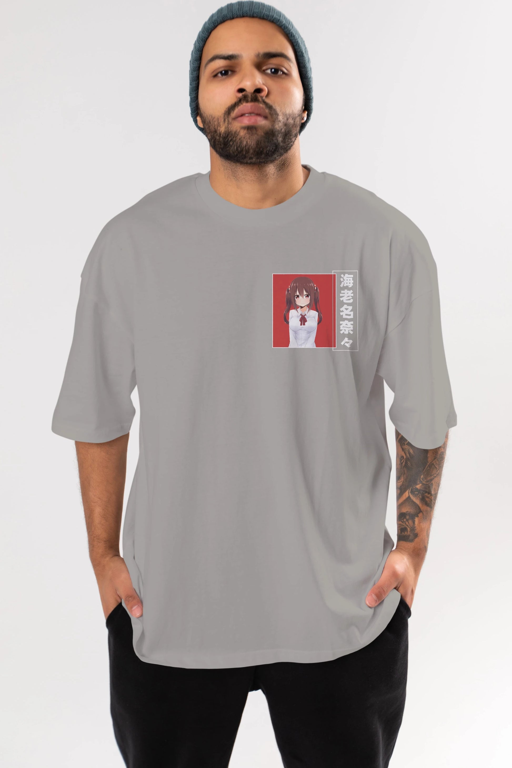 Nana Ebina 1 Ön Sol Baskılı Oversize t-shirt Erkek Kadın Unisex %100 Pamuk Bisiklet Yaka tişort