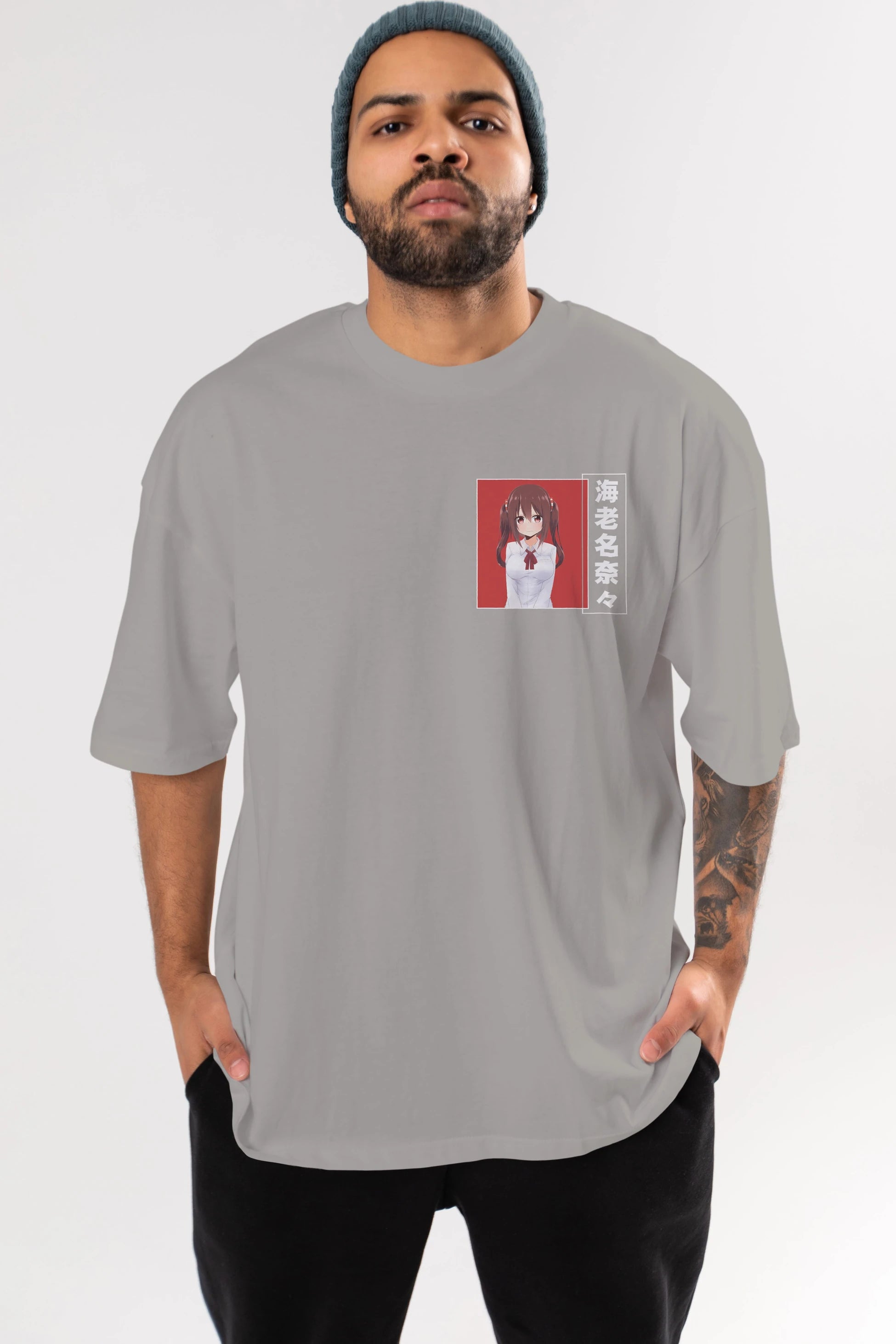 Nana Ebina 1 Ön Sol Baskılı Oversize t-shirt Erkek Kadın Unisex %100 Pamuk Bisiklet Yaka tişort
