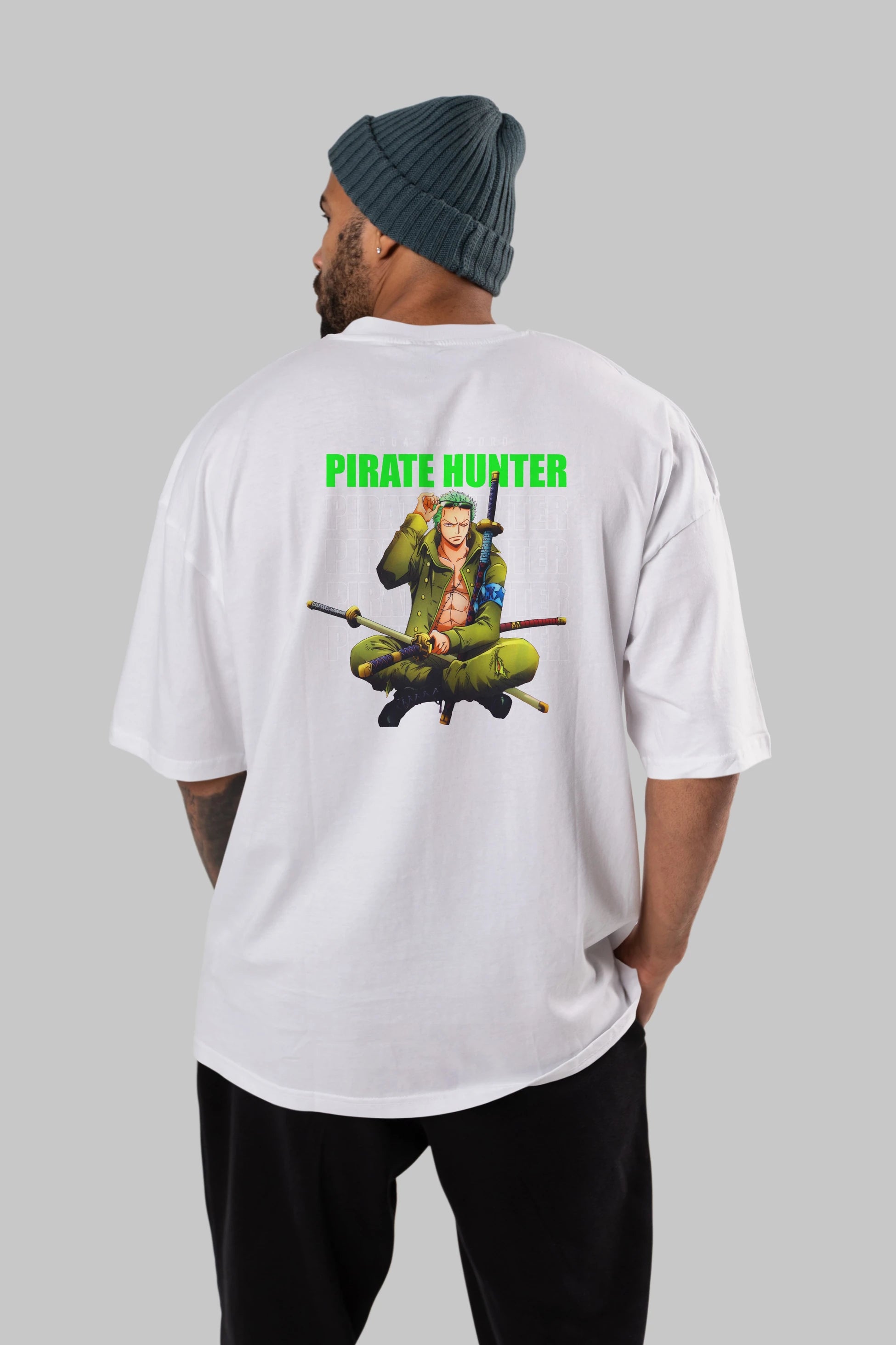 Roronoa Zoro 4 Anime Arka Baskılı Oversize t-shirt Erkek Kadın Unisex %100 pamuk tişort