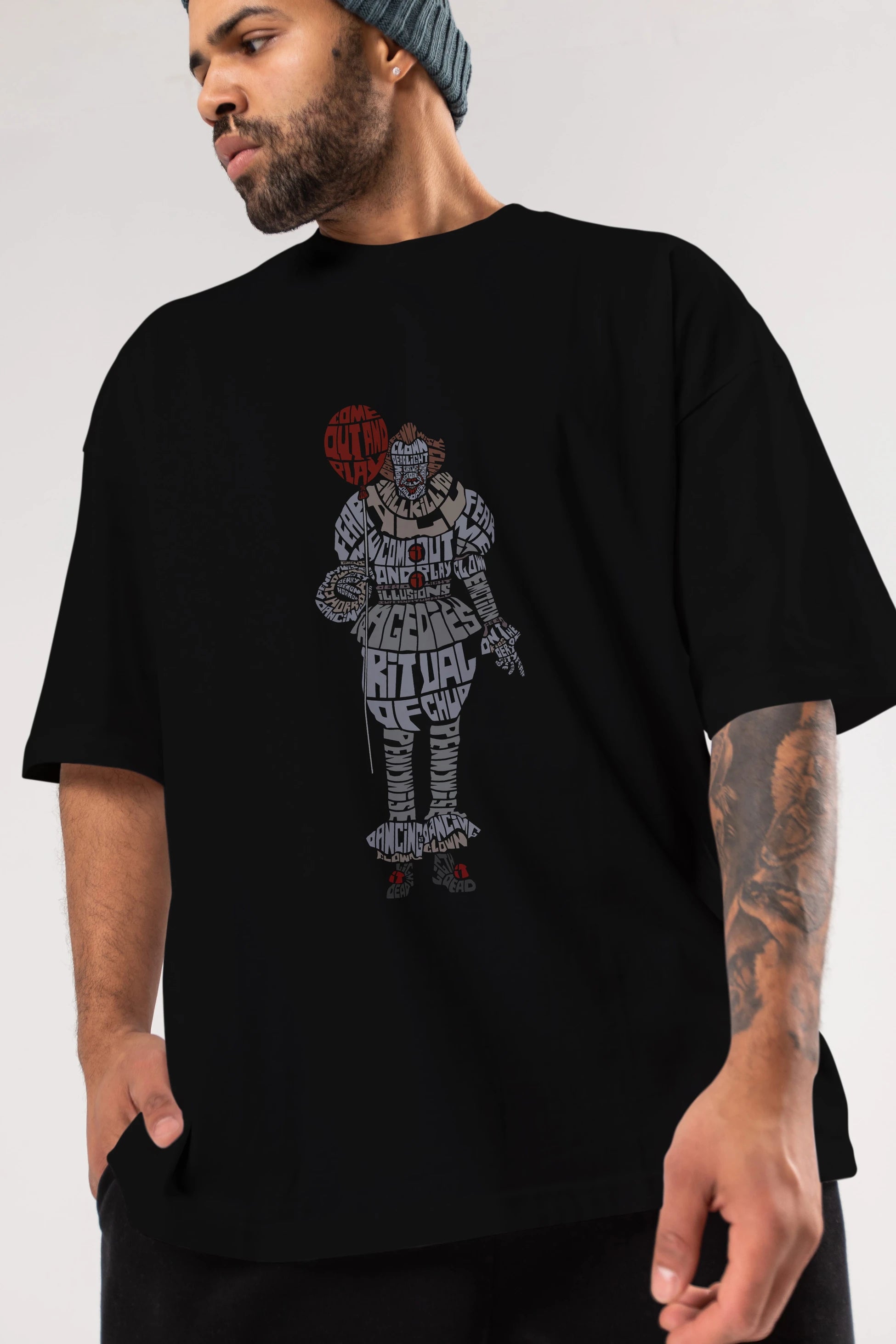 It Ön Baskılı Oversize t-shirt %100 pamuk Erkek Kadın Unisex