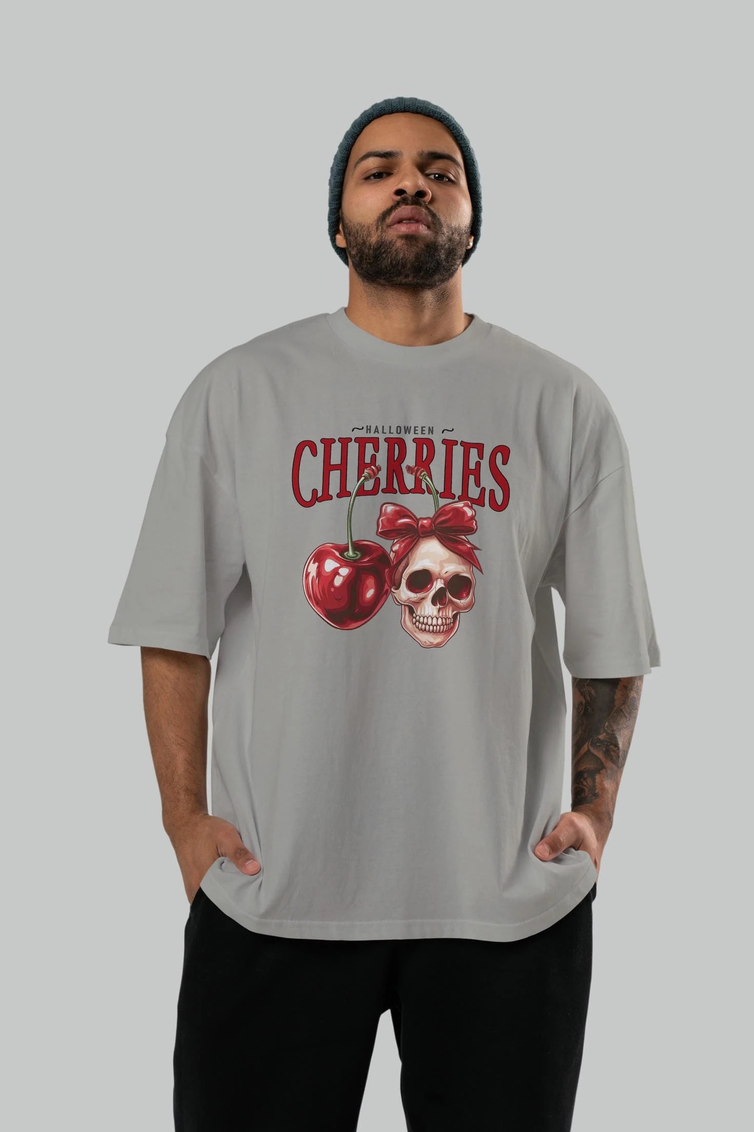 Cherry Cherries 1 Ön Baskılı Oversize t-shirt Erkek Kadın Pamuk Bisiklet Yaka tişort