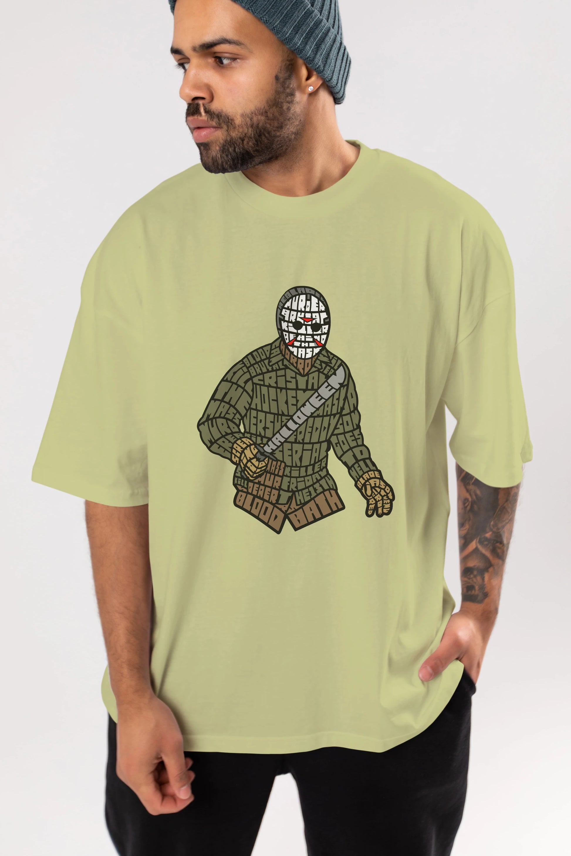 Jason Ön Baskılı Oversize t-shirt %100 pamuk Erkek Kadın Unisex