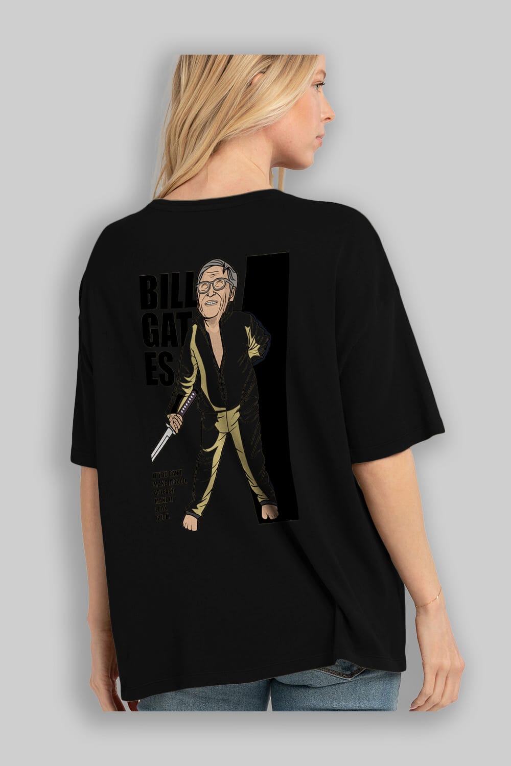 Bill Gates Arka Baskılı Oversize t-shirt Erkek Kadın Unisex %100 Pamuk tişort