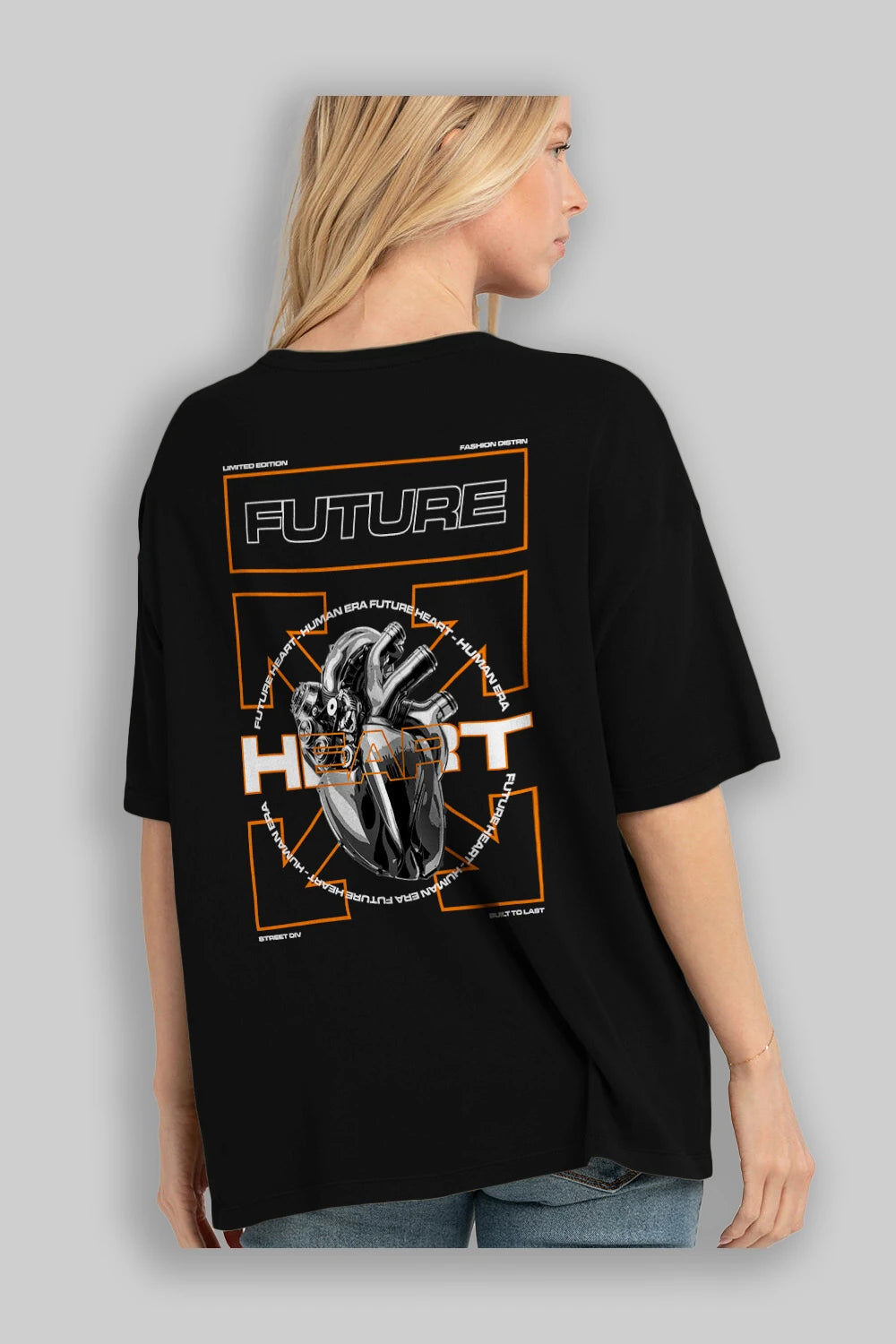 Future Heart Arka Baskılı Oversize t-shirt Erkek Kadın Unisex