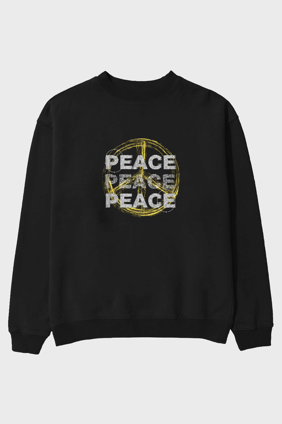Peace Yazılı Ön Baskılı Oversize Sweatshirt Erkek Kadın Unisex