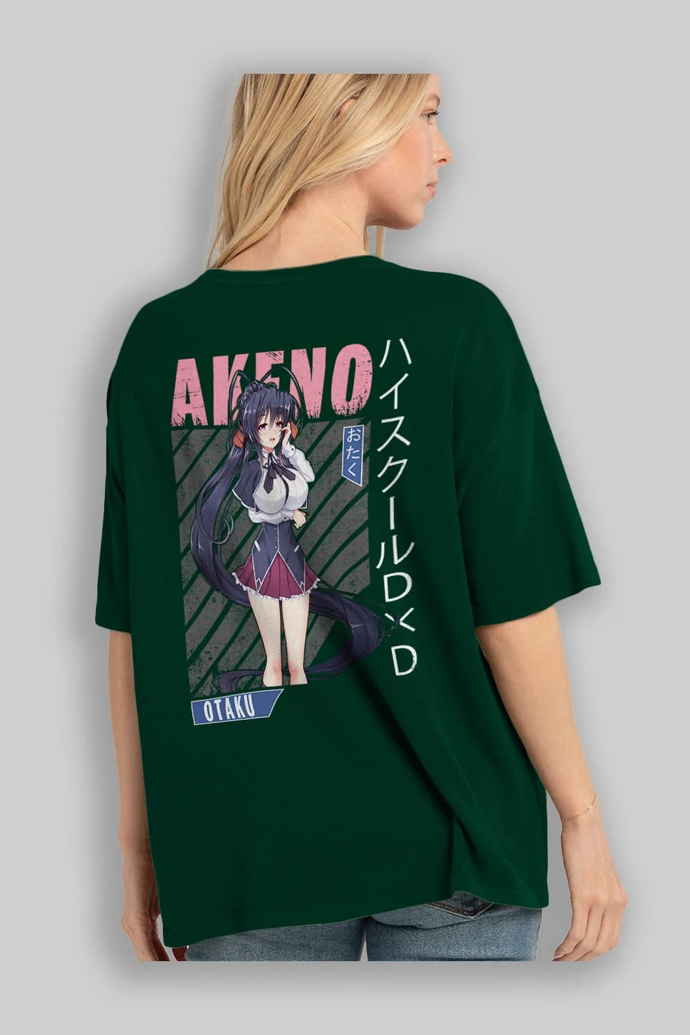 Akeno Himejima 4 Anime Arka Baskılı Oversize t-shirt Erkek Kadın Unisex
