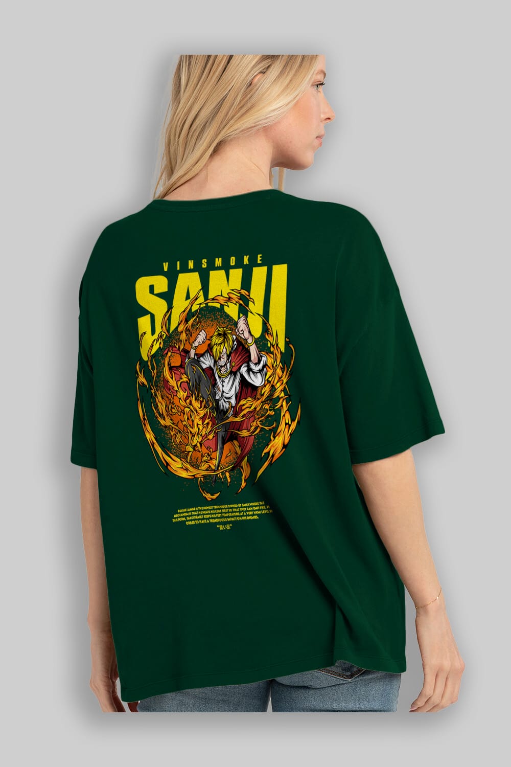 Vinsmoke Sanji Anime Arka Baskılı Oversize t-shirt Erkek Kadın Unisex