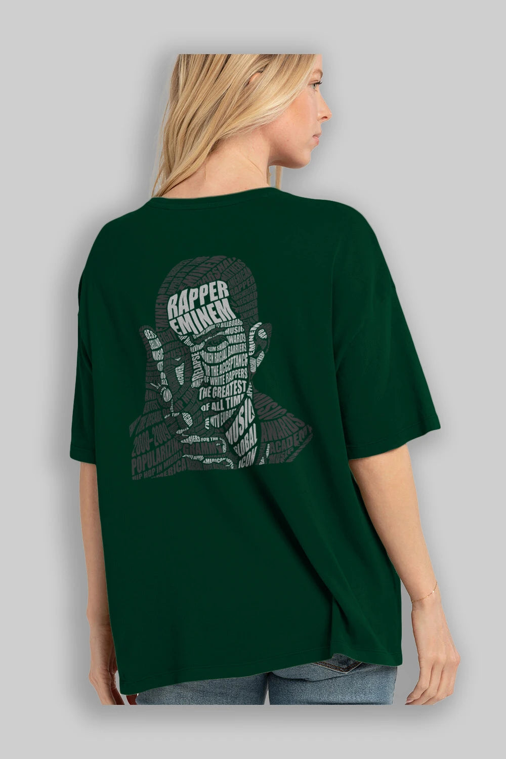 Eminem Calligram Arka Baskılı Oversize t-shirt %100 pamuk Erkek Kadın Unisex