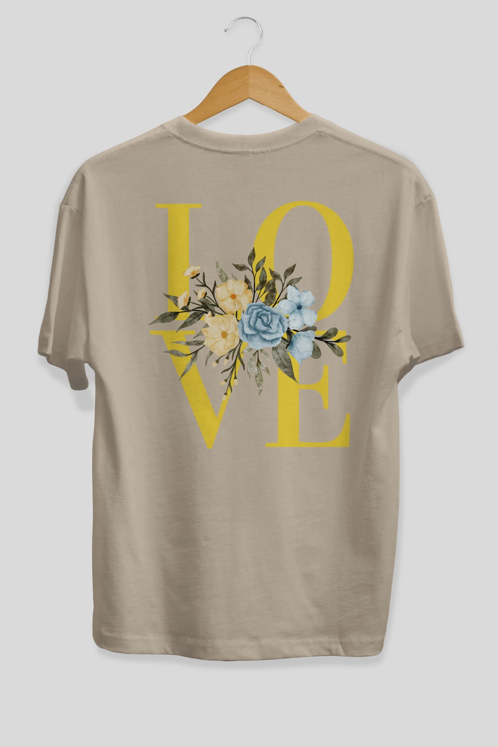 Love Flower Arka Baskılı Oversize t-shirt Erkek Kadın Unisex