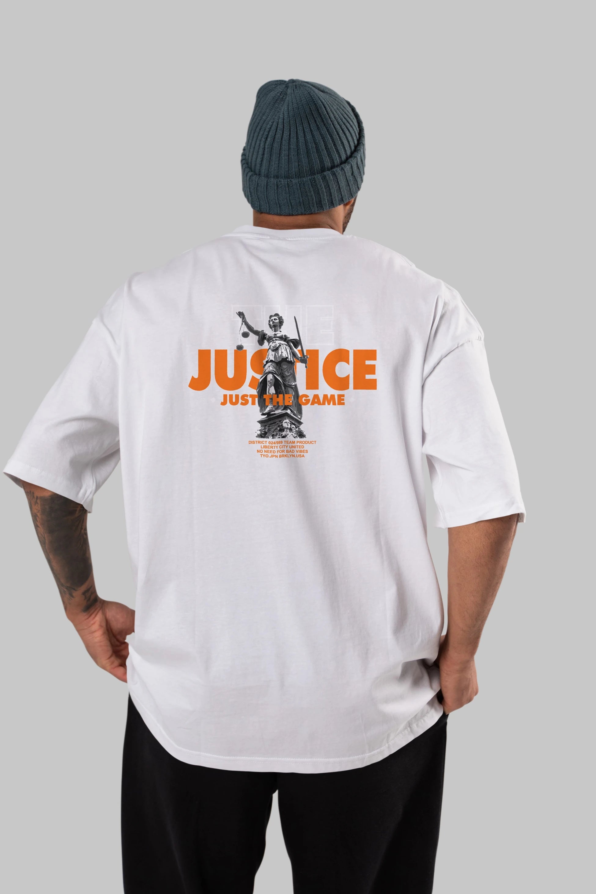 The Justice Arka Baskılı Oversize t-shirt Erkek Kadın Unisex