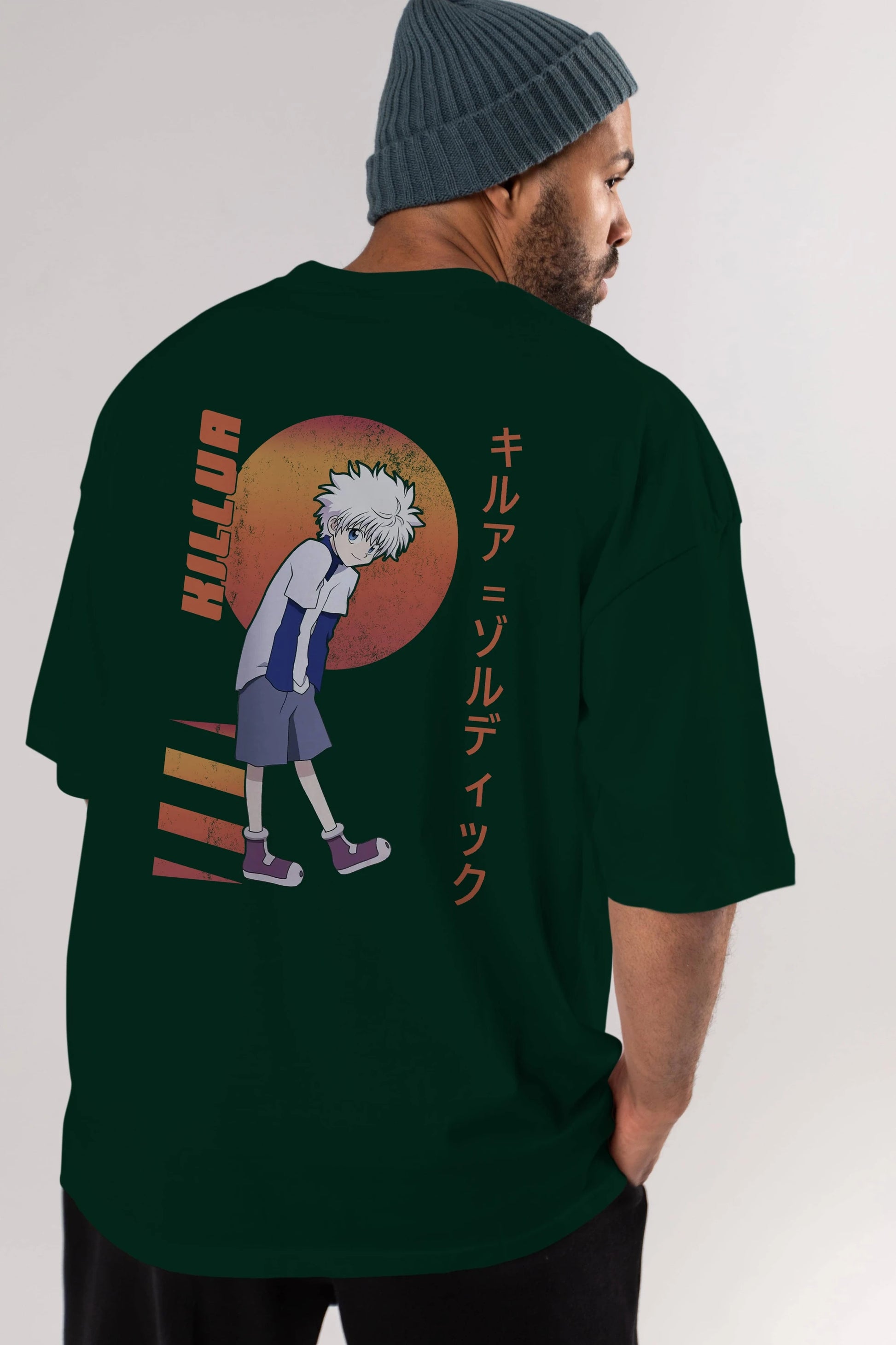 Killua Zoldyck 5 2 Anime Arka Baskılı Oversize t-shirt Erkek Kadın Unisex