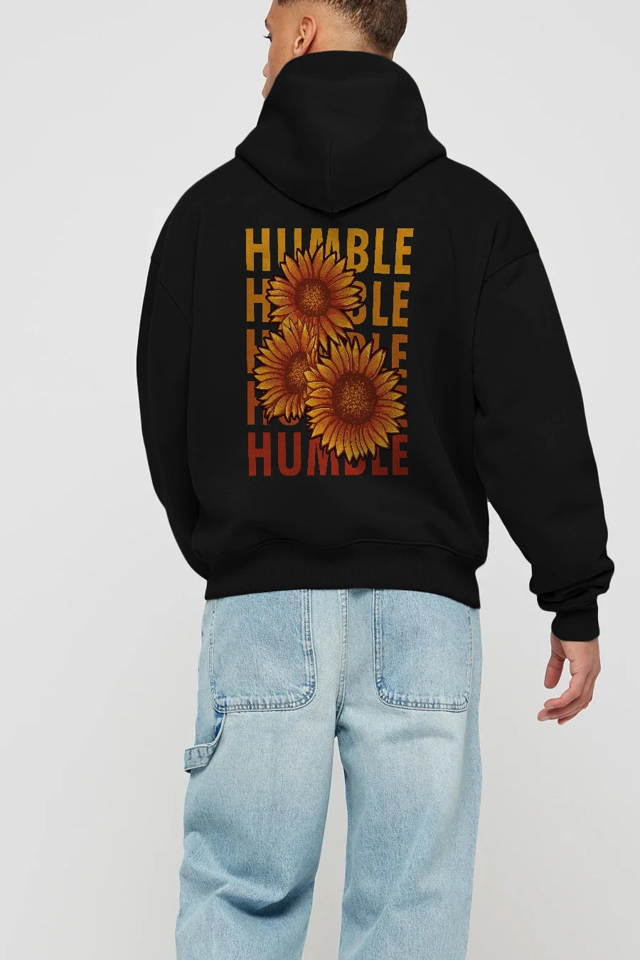 Humble 2 Arka Baskılı Hoodie Oversize Kapüşonlu Sweatshirt Erkek Kadın Unisex