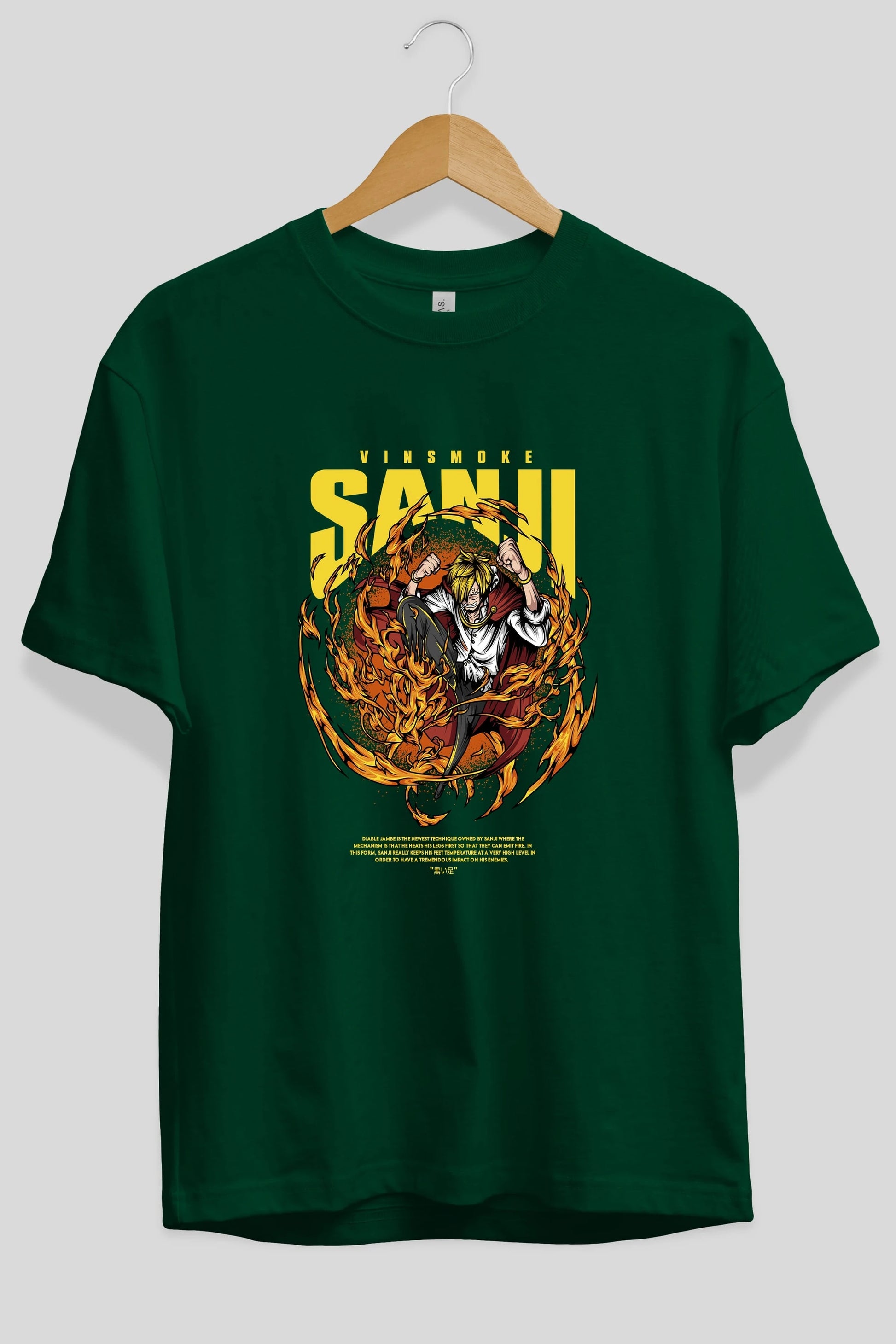 Vinsmoke Sanji Anime Ön Baskılı Oversize t-shirt %100 pamuk Erkek Kadın Unisex