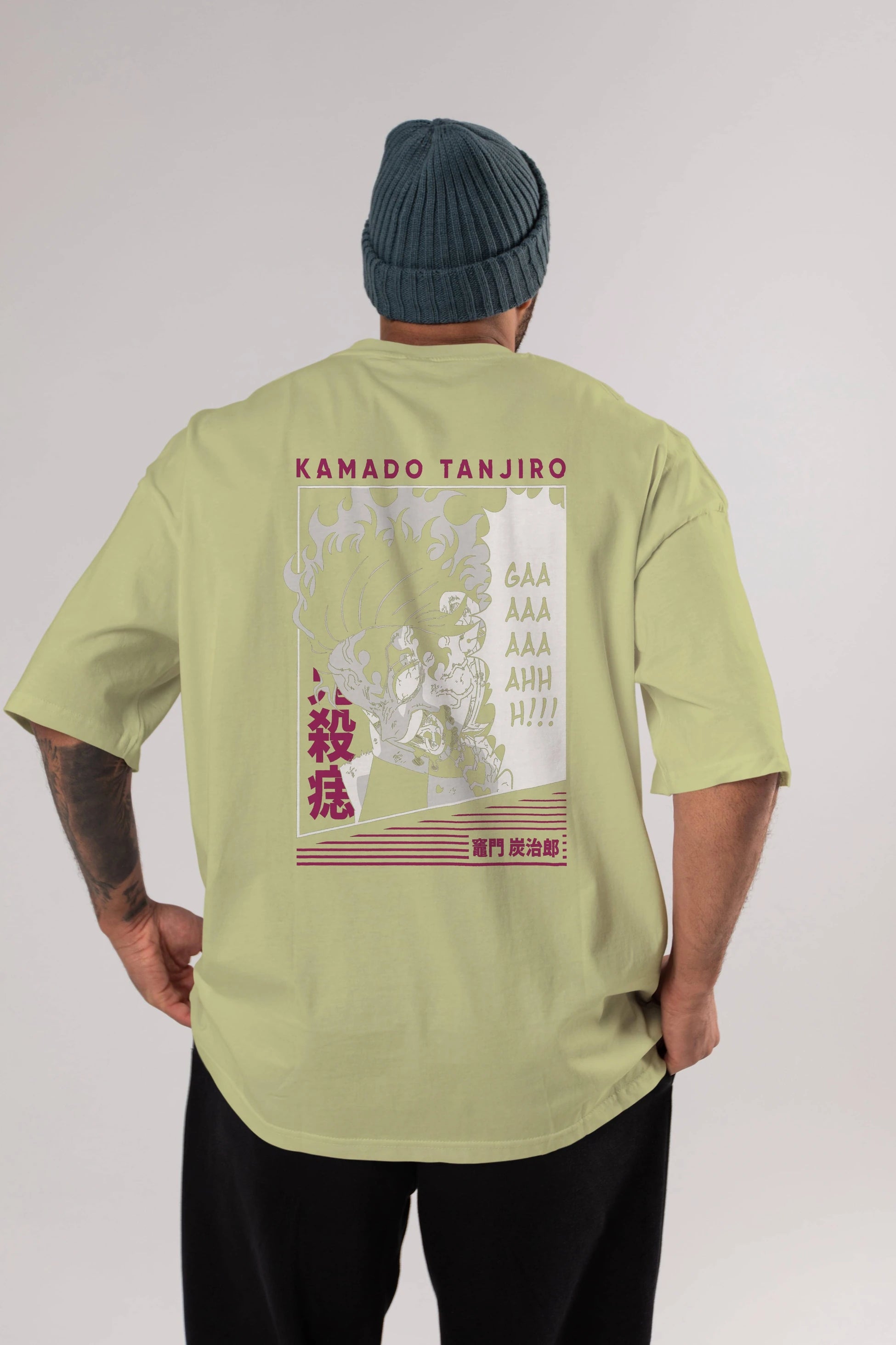 TANJIRO KAMADO 3 Anime Arka Baskılı Oversize t-shirt Erkek Kadın Unisex