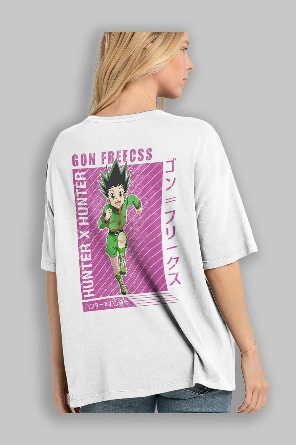 Gon Freecss HUNTER X HUNTER 3 Anime Arka Baskılı Oversize t-shirt Erkek Kadın Unisex
