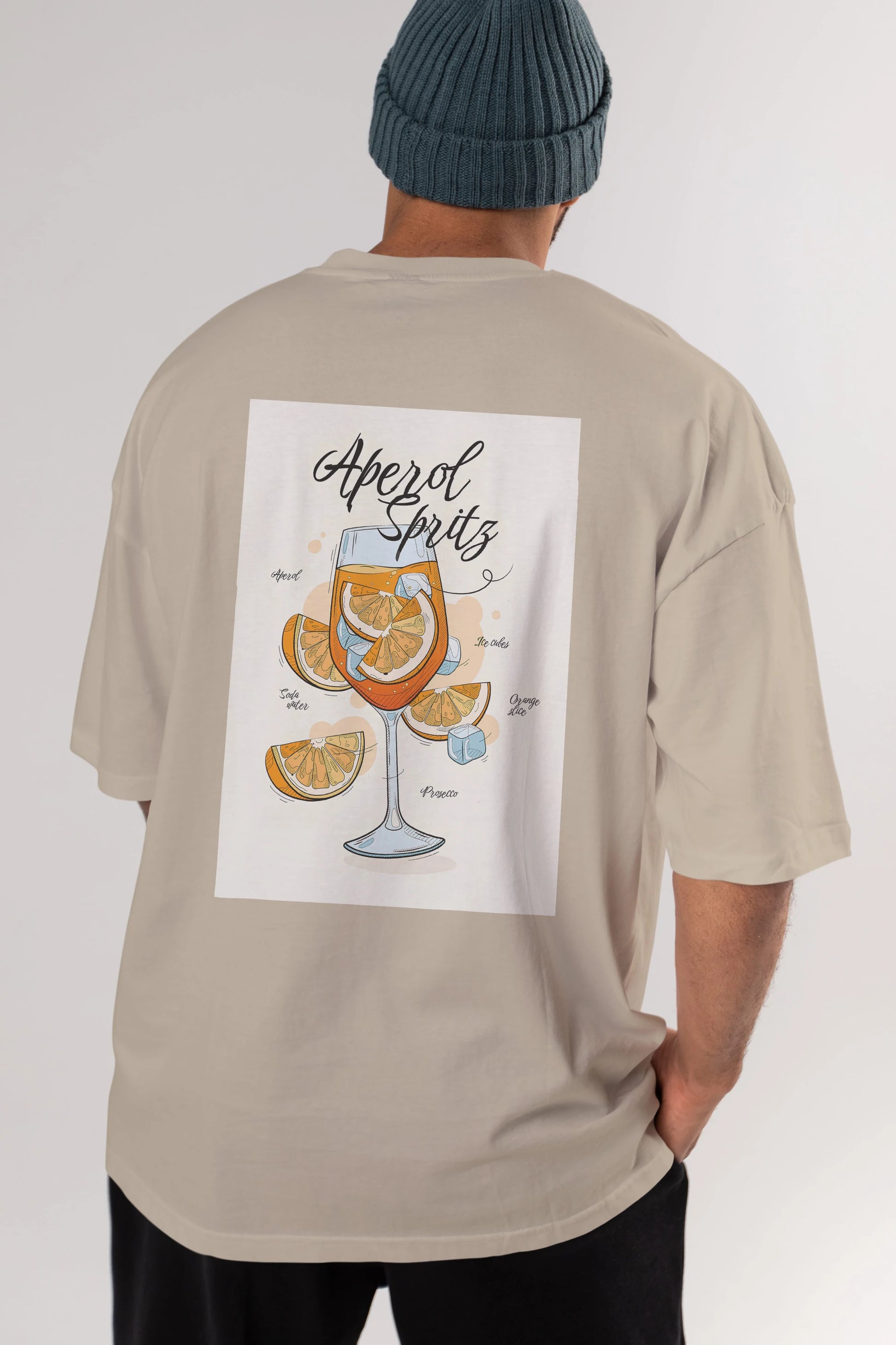 Aperol Spritz 6 Arka Baskılı Oversize t-shirt Erkek Kadın Unisex %100 Pamuk Bisiklet Yaka tişort