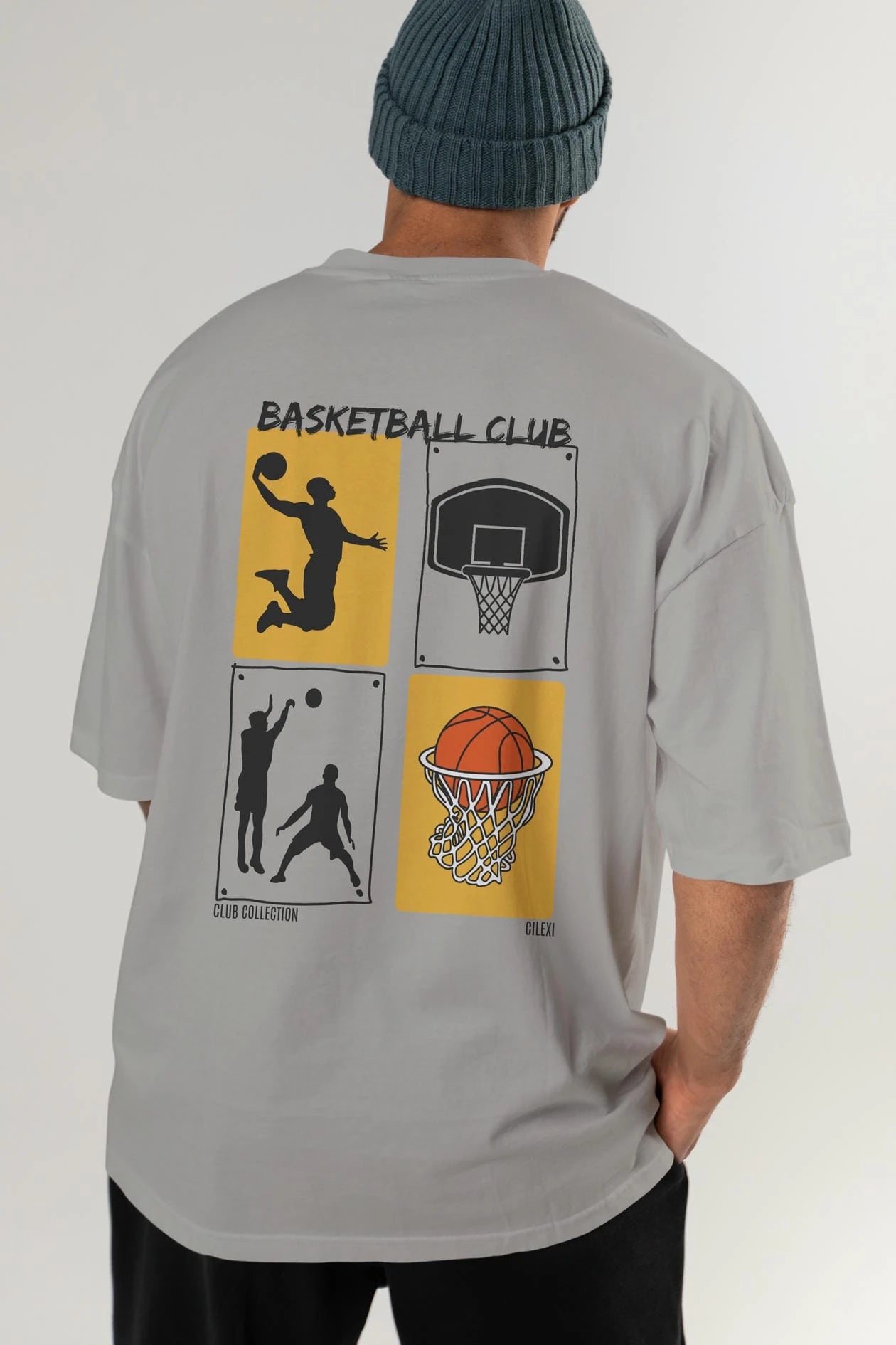 Basketball Club Arka Baskılı Oversize t-shirt Erkek Kadın %100 Pamuk Bisiklet Yaka tişort