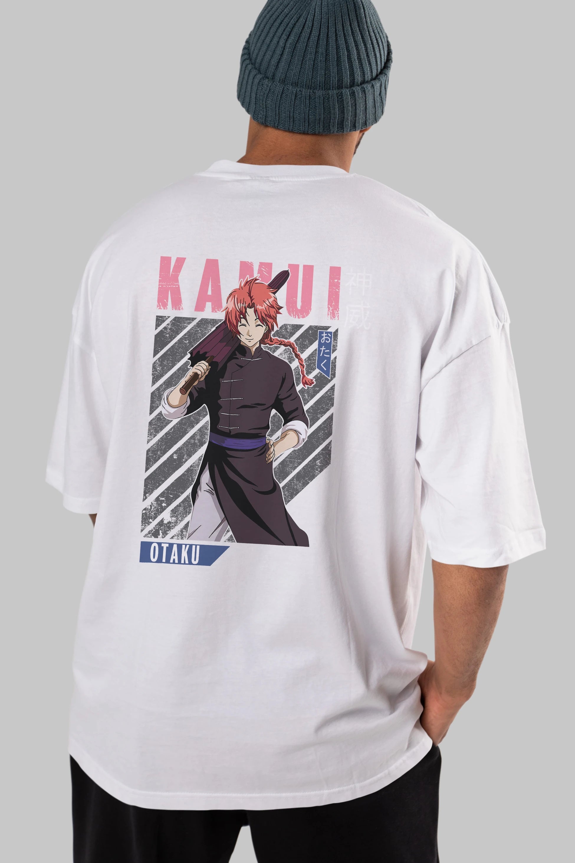 Kamui GINTAMA 1 Anime Arka Baskılı Oversize t-shirt Erkek Kadın Unisex