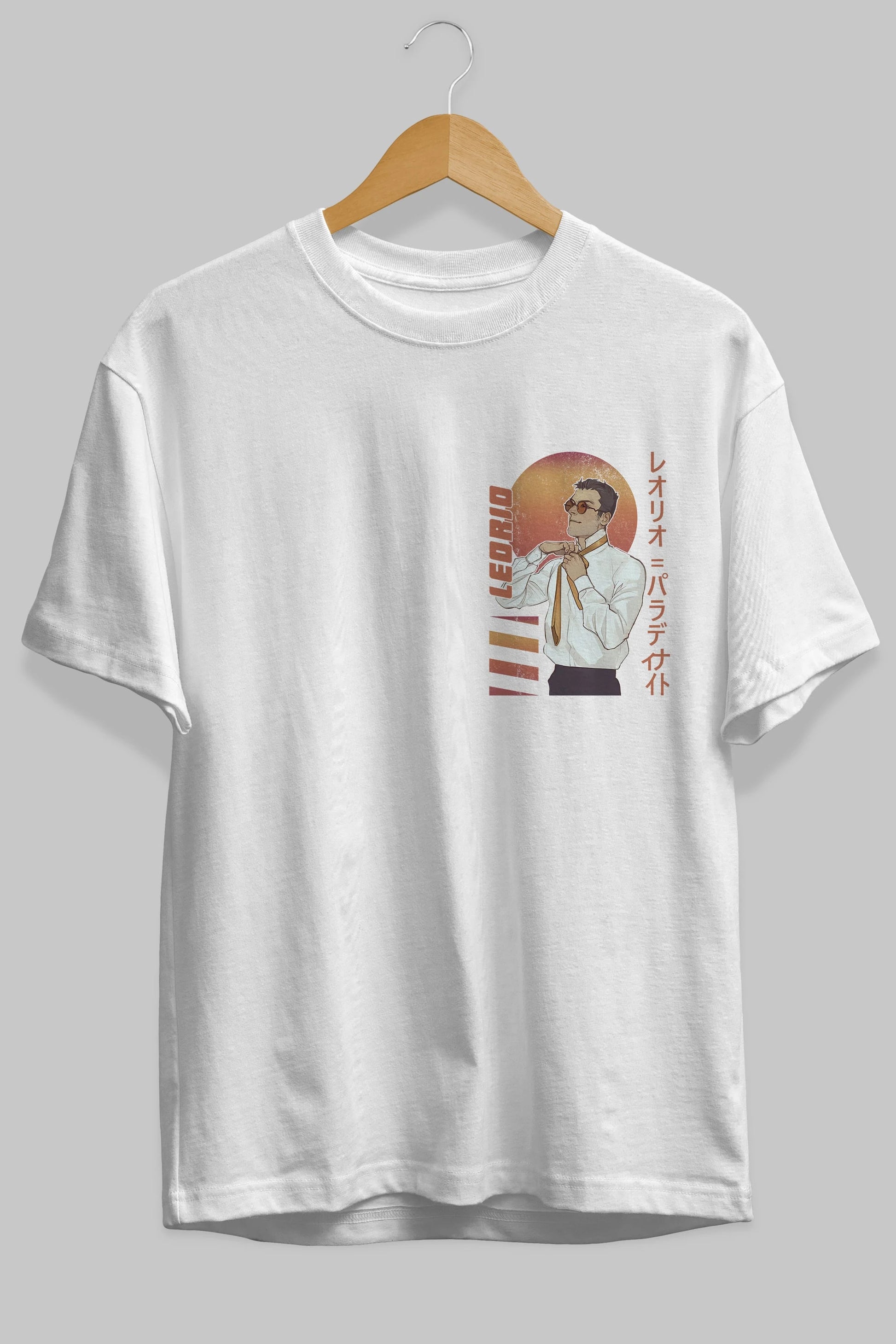 Leorio Paladiknight 5 (2) Ön Sol Baskılı Oversize t-shirt Erkek Kadın Unisex %100 Pamuk Bisiklet Yaka tişort