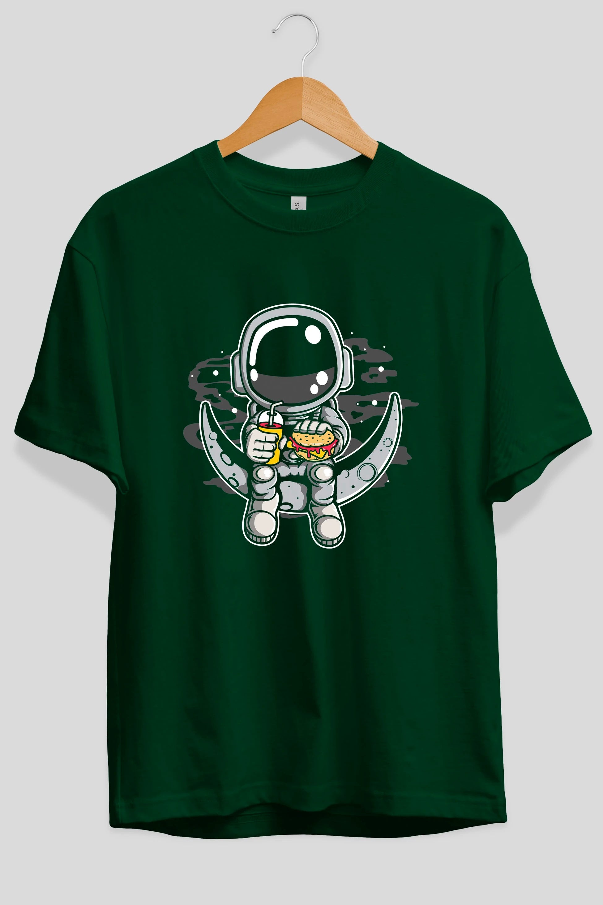 Astronaut Crescent Ön Baskılı Oversize t-shirt Erkek Kadın Unisex