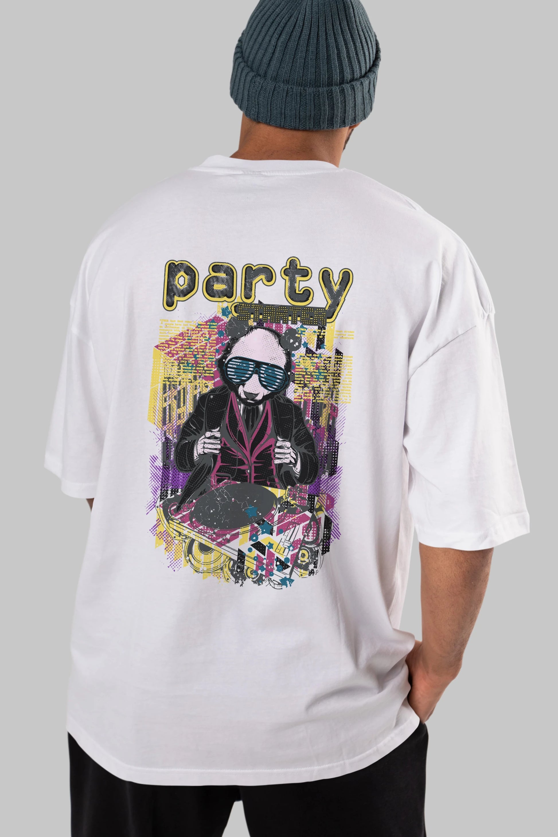 Party Starter Arka Baskılı Oversize t-shirt Erkek Kadın Unisex