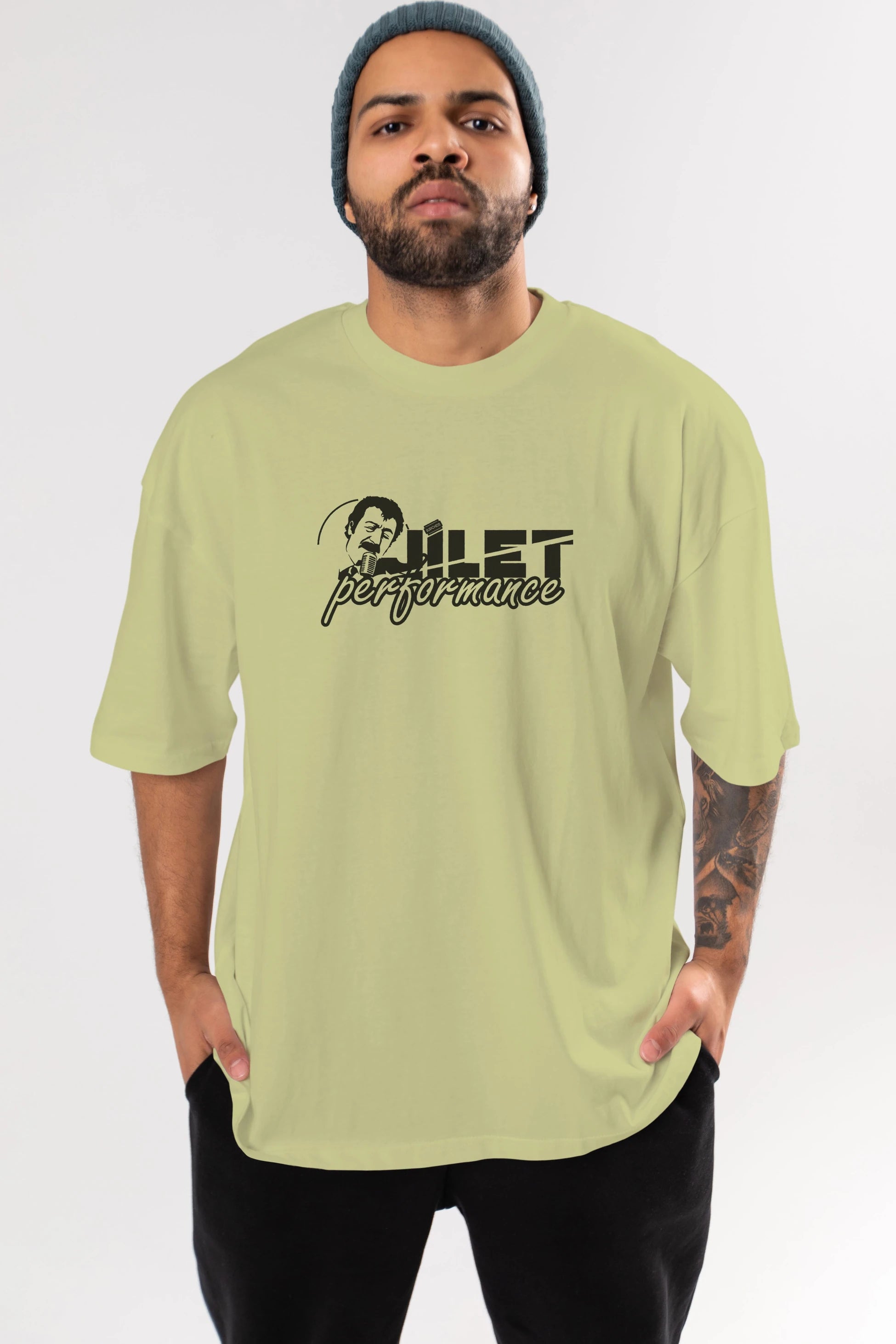 Jilet Performance Ön Baskılı Oversize t-shirt %100 pamuk Erkek Kadın Unisex