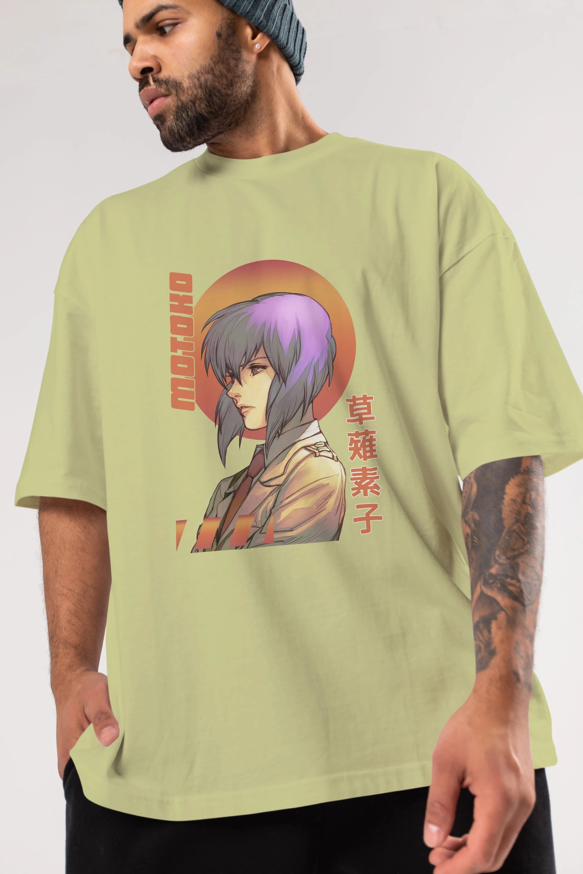 Motoko Kusanagi 10 Anime Ön Baskılı Oversize t-shirt %100 pamuk Erkek Kadın Unisex