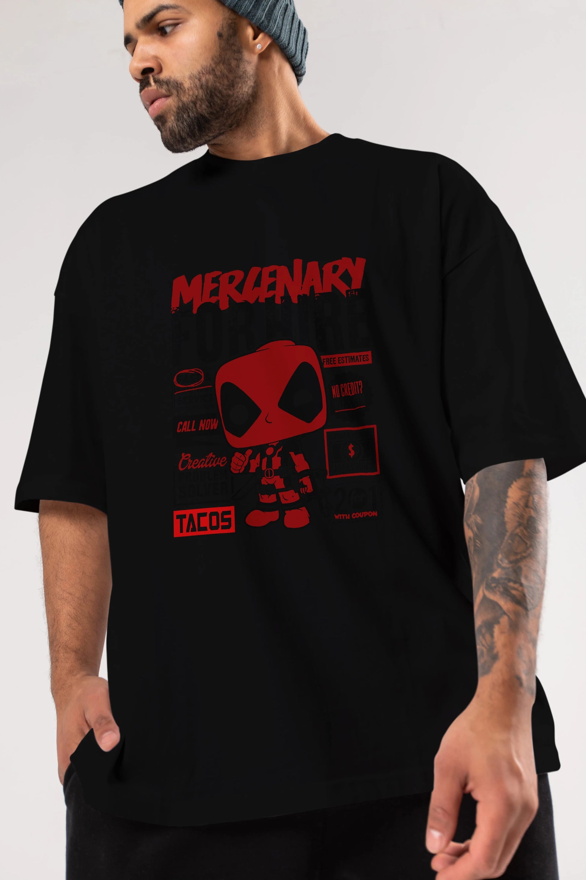 Deadpool (18) Ön Baskılı Oversize t-shirt Erkek Kadın Unisex %100 Pamuk Bisiklet Yaka tişort