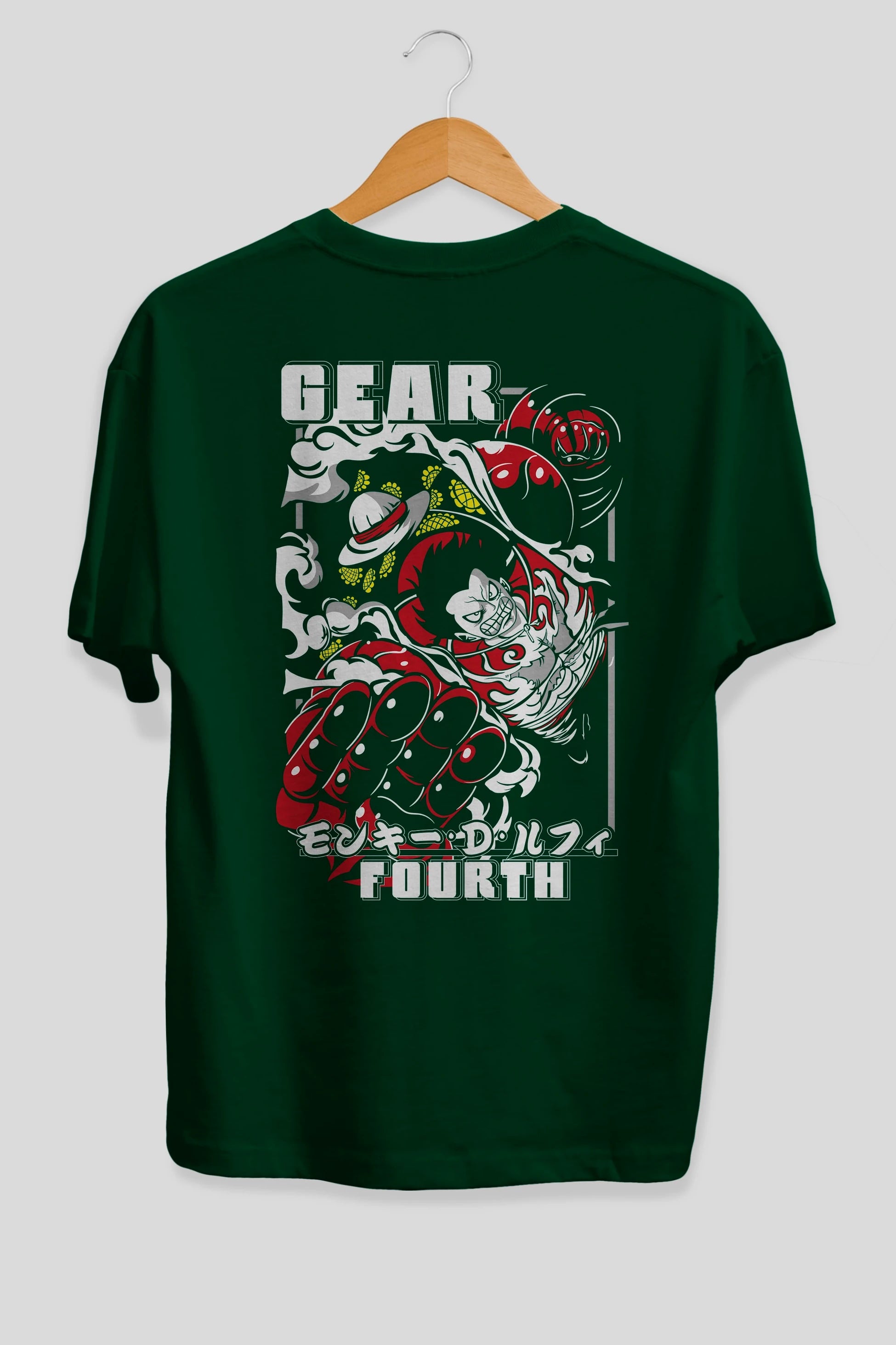 Luffy GEAR 4 Anime Arka Baskılı Oversize t-shirt Erkek Kadın Unisex %100 pamuk tişort