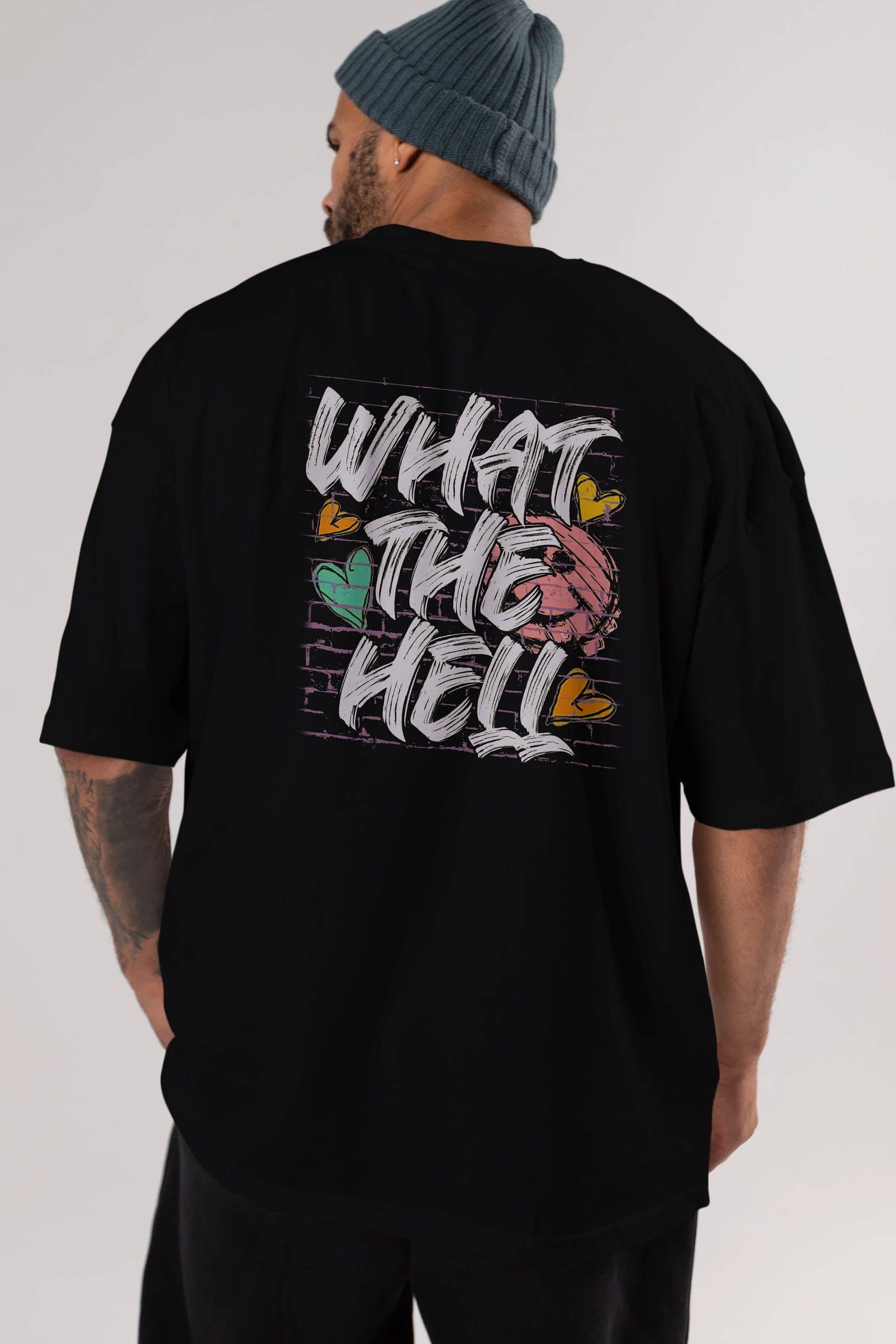 What The Hell Arka Baskılı Oversize t-shirt Erkek Kadın Unisex