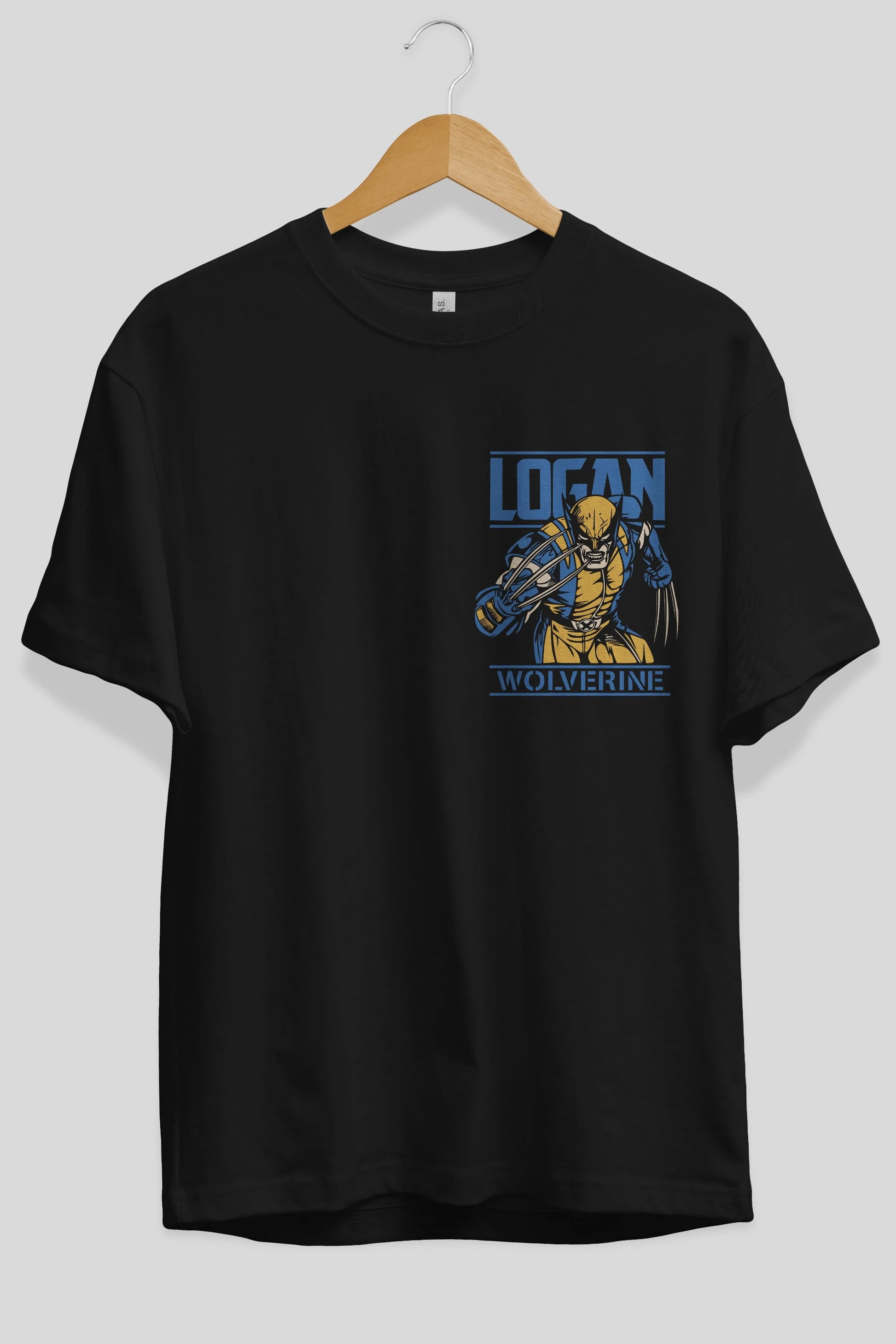 Wolverine Logan Ön Sol Baskılı Oversize t-shirt Erkek Kadın Unisex %100 Pamuk Bisiklet Yaka tişort