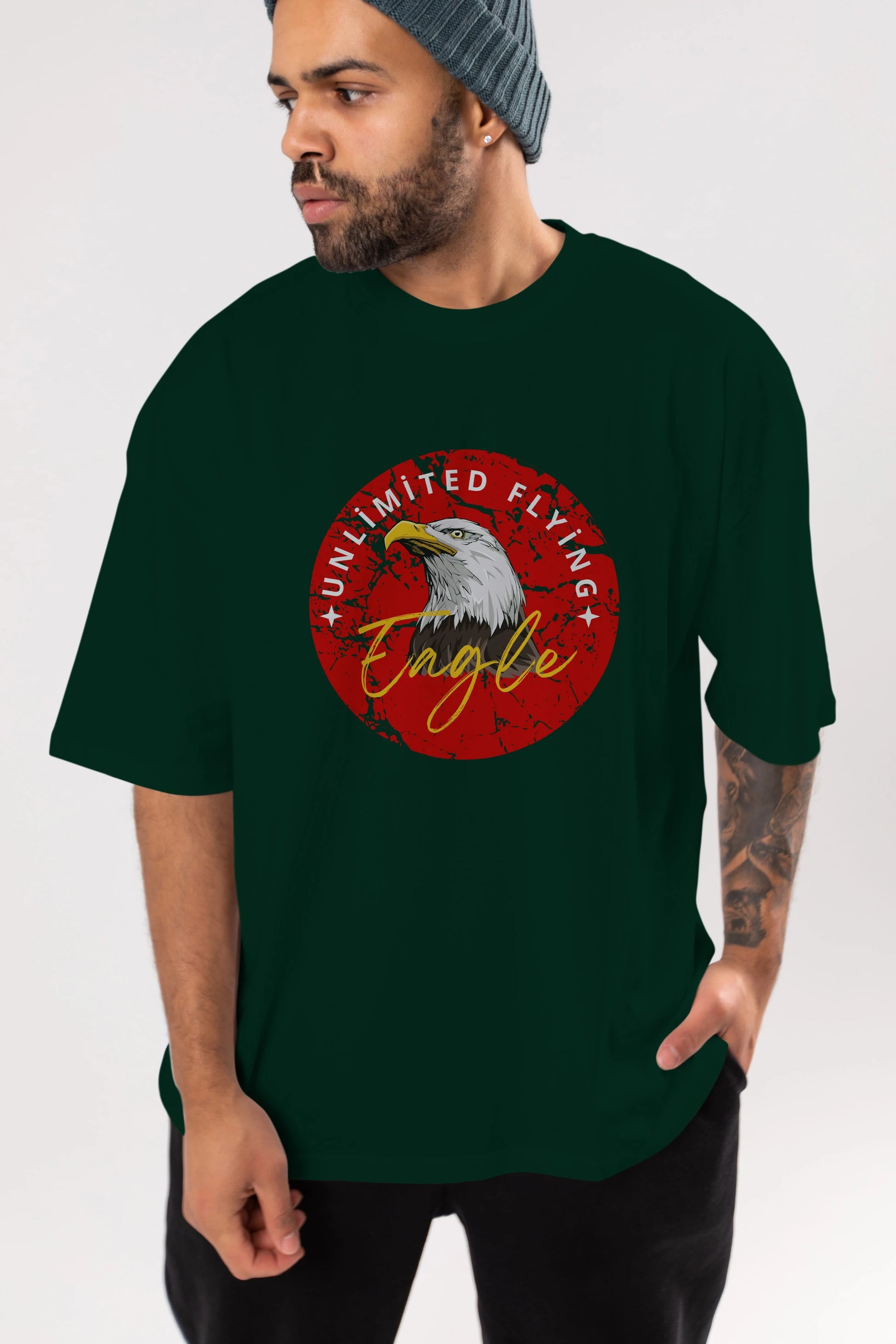 Unlimited Flying Yazılı Ön Baskılı Oversize t-shirt Erkek Kadın Unisex