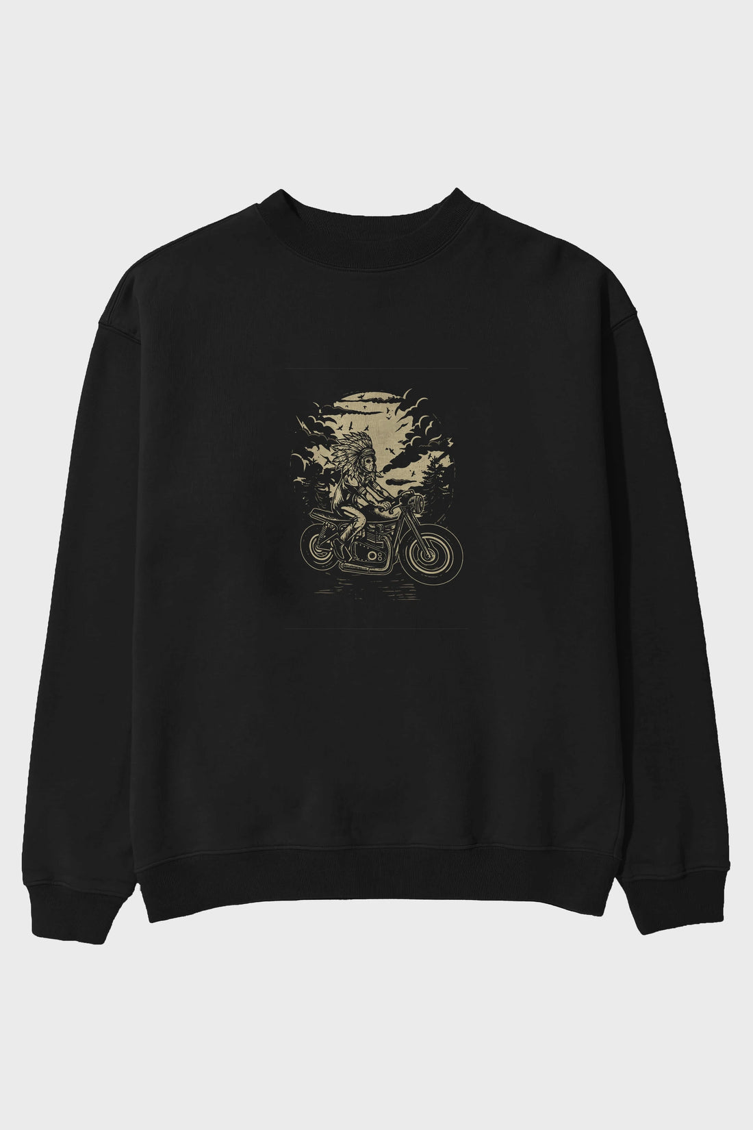 Indian Chief Rider Ön Baskılı Oversize Sweatshirt Erkek Kadın Unisex