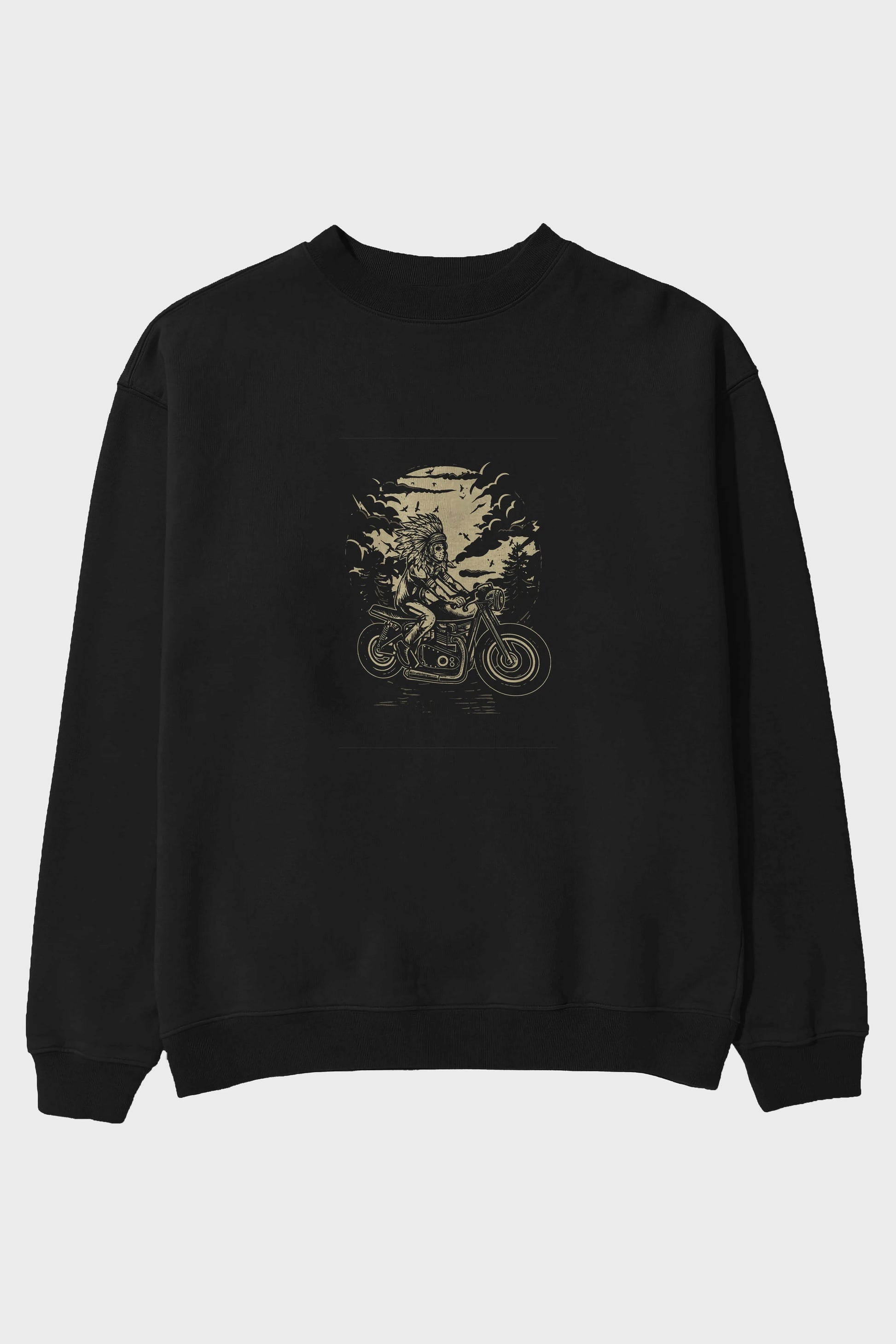 Indian Chief Rider Ön Baskılı Oversize Sweatshirt Erkek Kadın Unisex