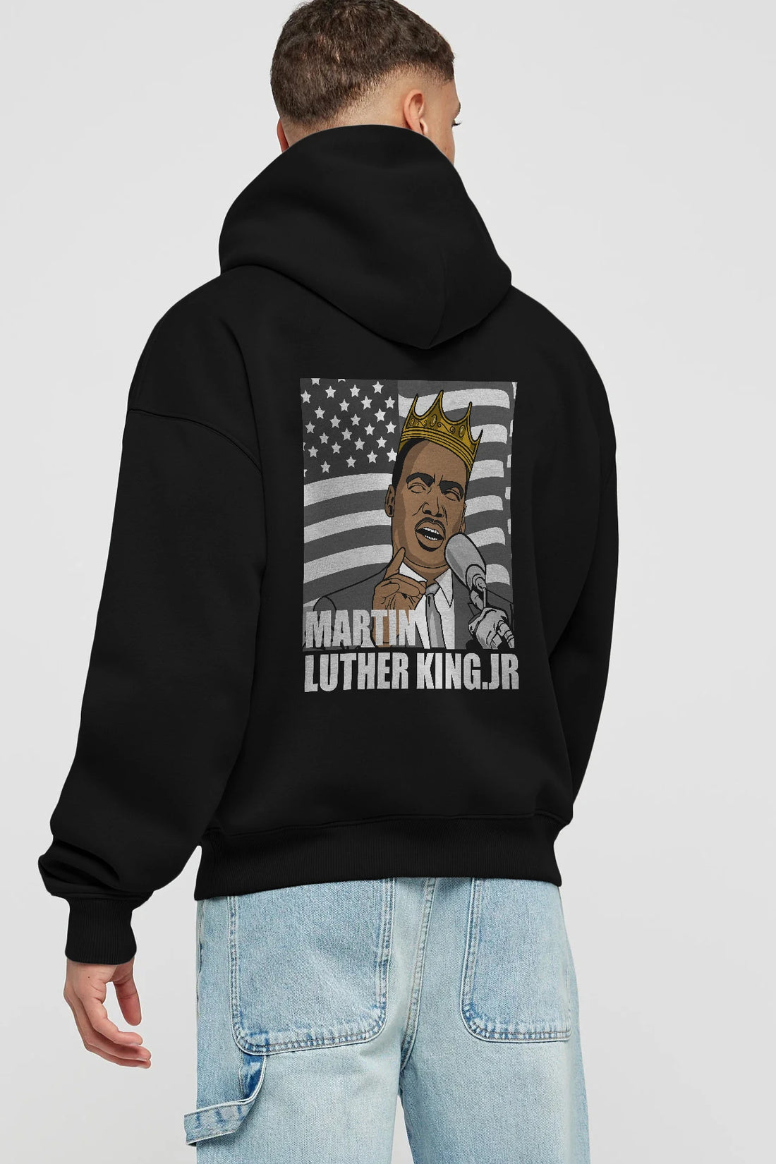 Luther King Arka Baskılı Hoodie Oversize Kapüşonlu Sweatshirt Erkek Kadın Unisex